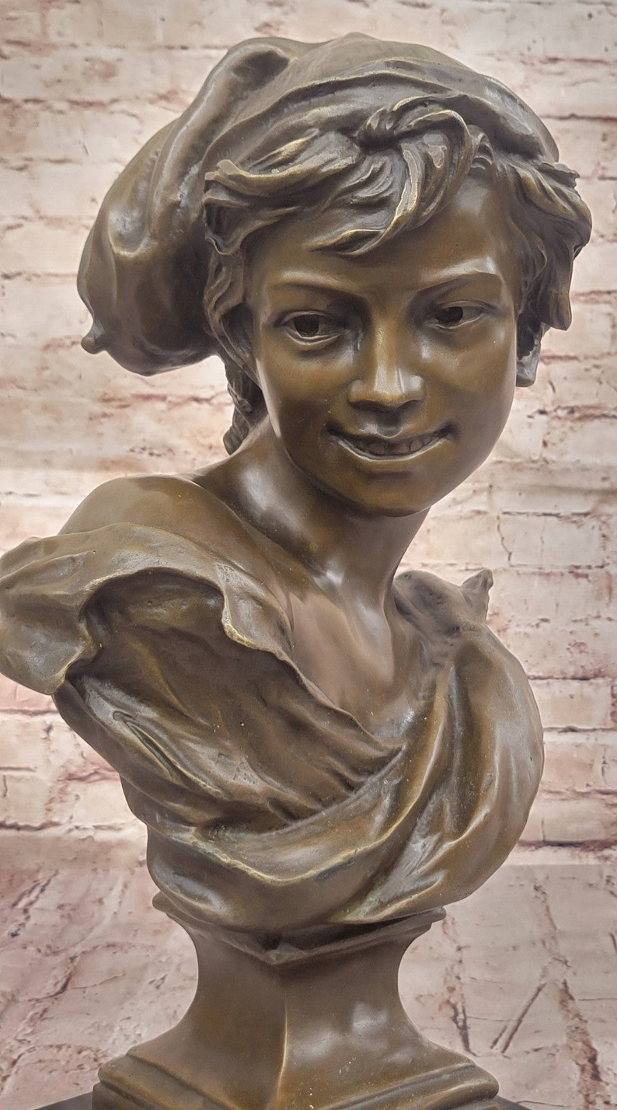 VINTAGE ARTWORK LARGE METAL BRASS COPPER BRONZE PATINATED BUST SOLDIER BOY !!