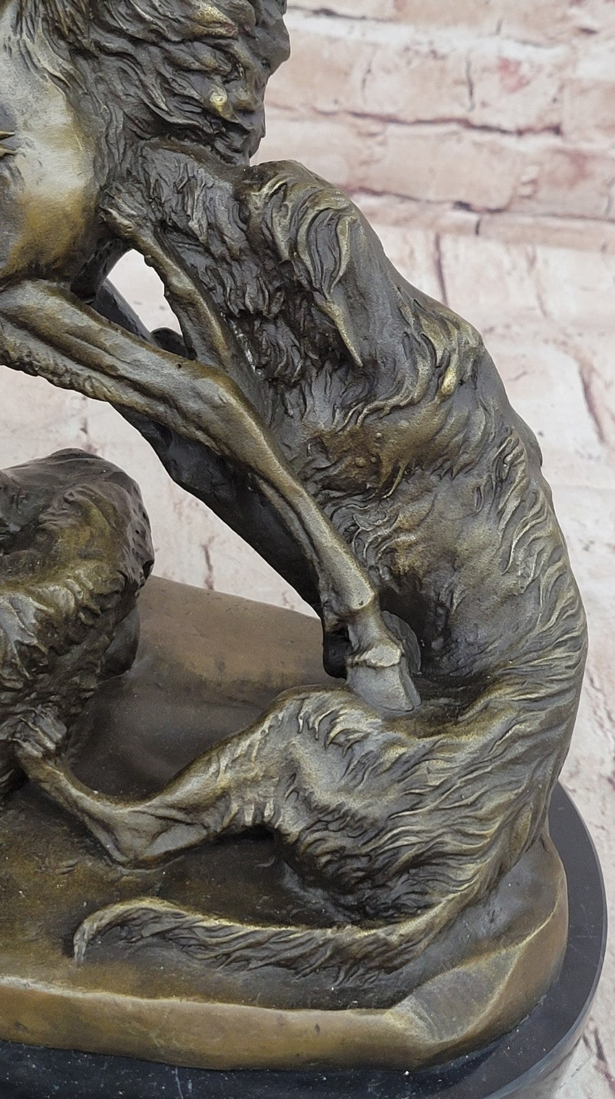 Signed Barye Elk Stag is Attacked by Pack of Wild Dogs Bronze Sculpture Statue