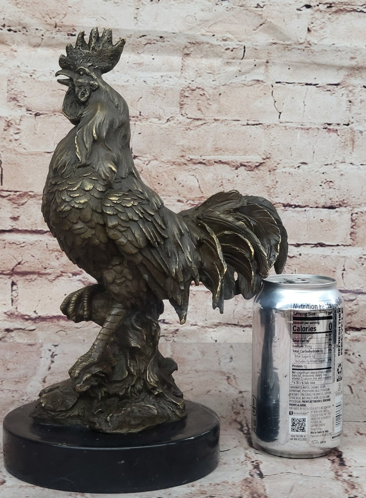 China FengShui Zodiac Bronze Rooster Yuanbao Ingot Statue Blessing Wealth 12"