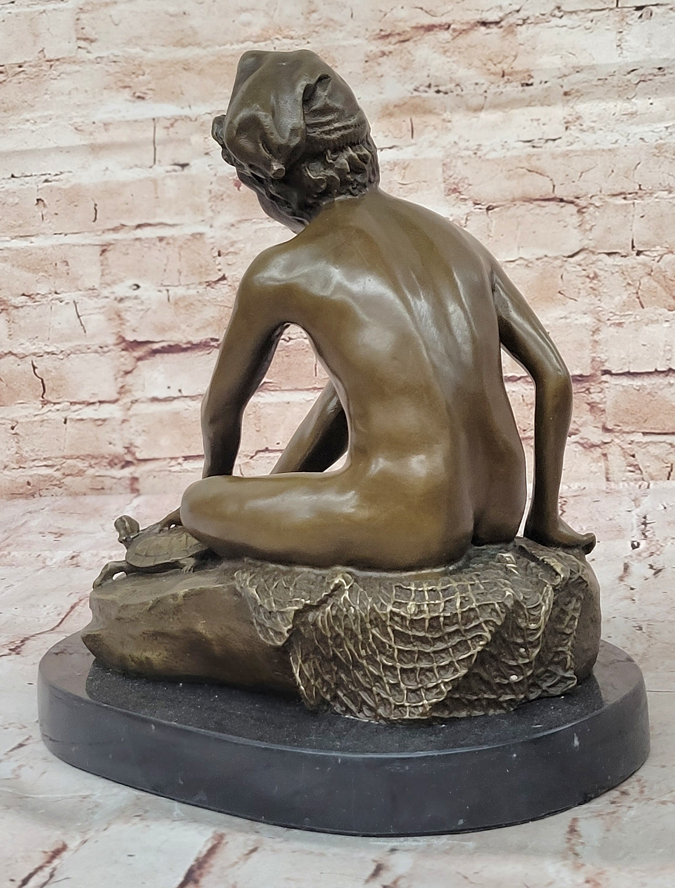 Fine Genuine Bronze Sculpture of a Young Sitting Boy Nude- Jean Baptiste Carpeaux