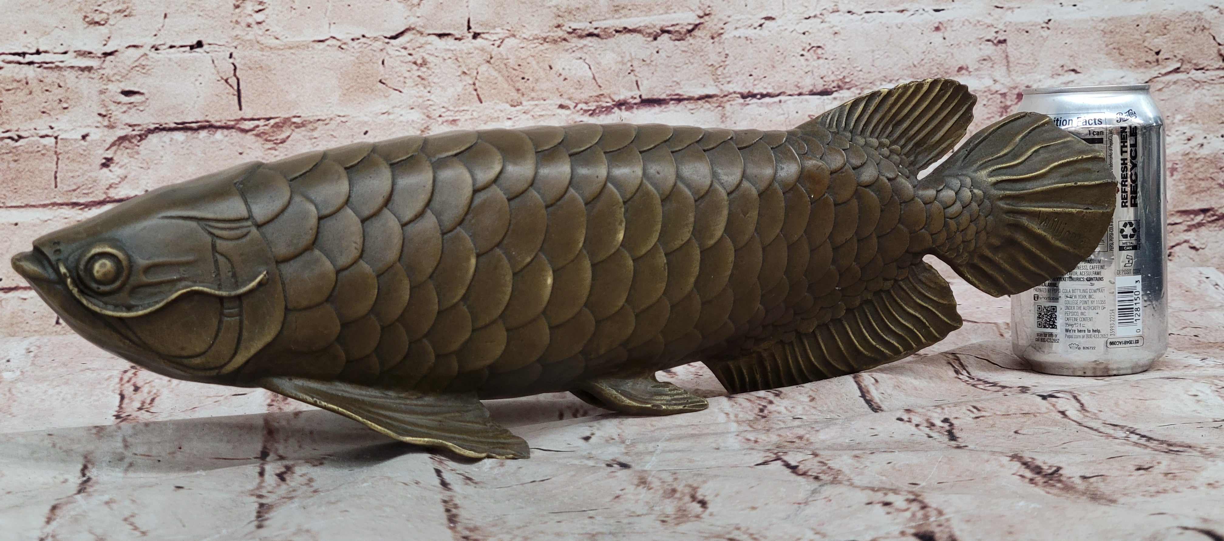 Detailed Arowana Bronze Sculpture Statue Feng Shui Gift for Fisherman Display