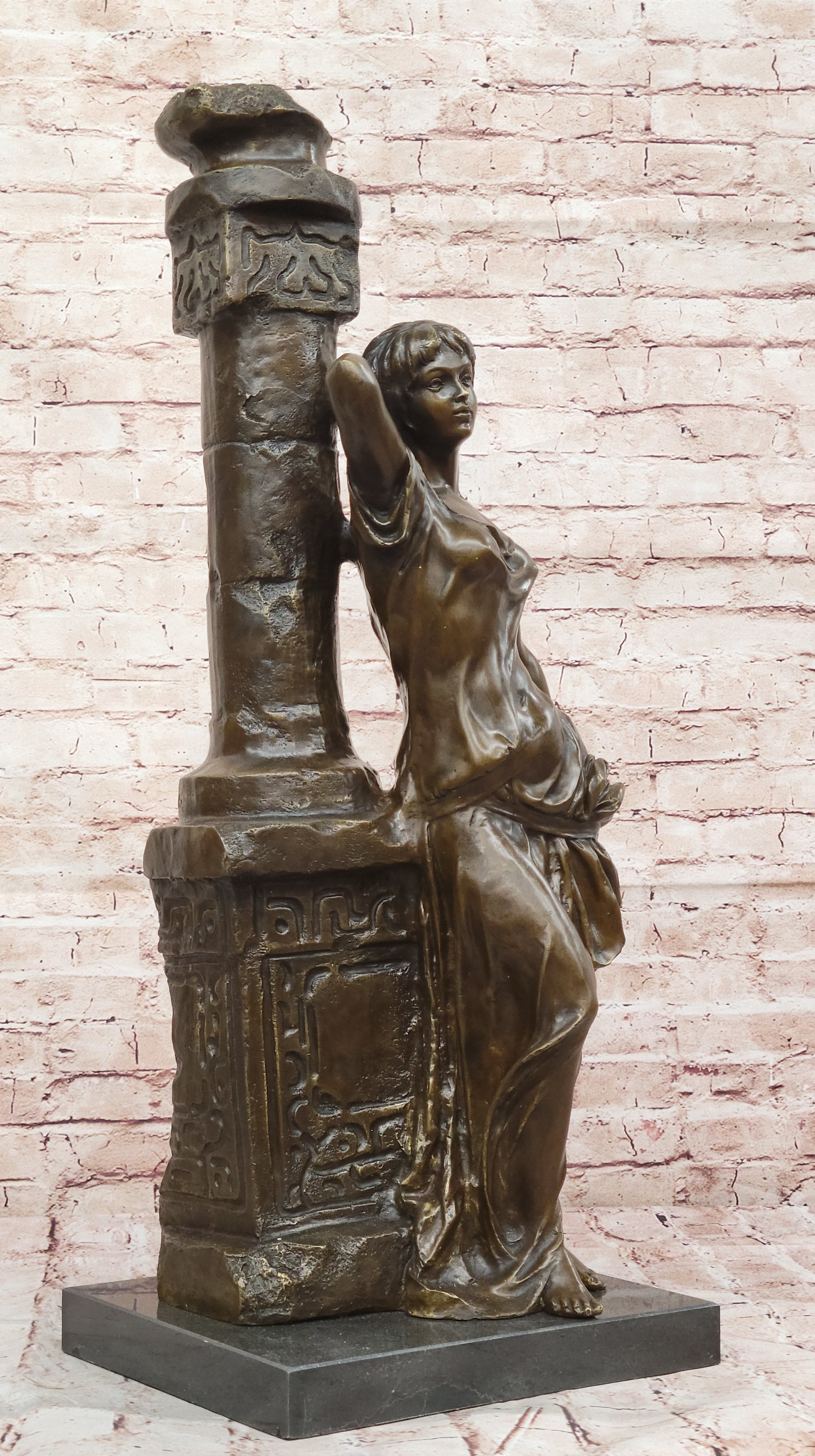 Heavy Bronze Sculpture Statue Classical Woman Signed A Moreau Display Artwork