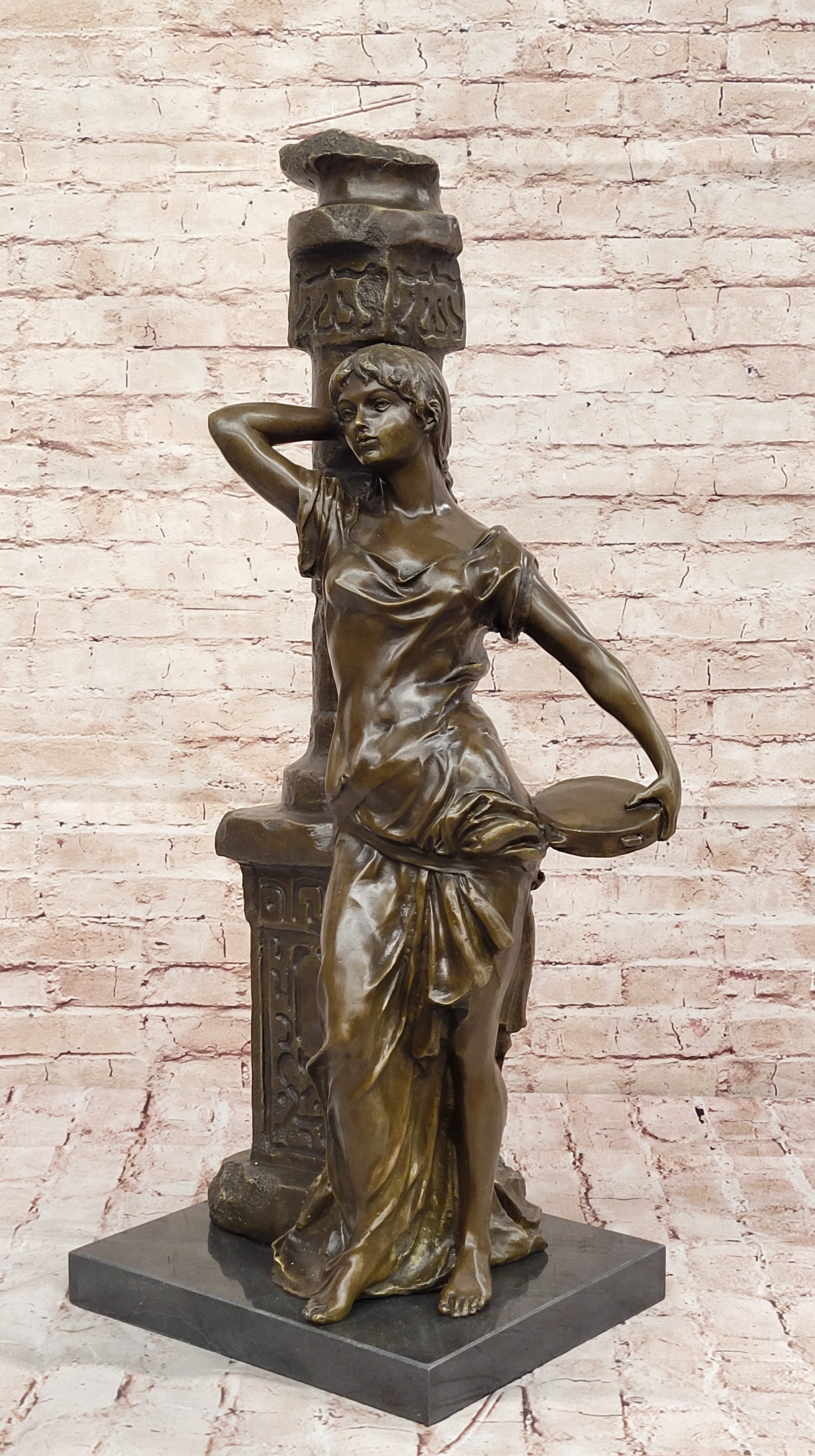 Heavy Bronze Sculpture Statue Classical Woman Signed A Moreau Display Artwork