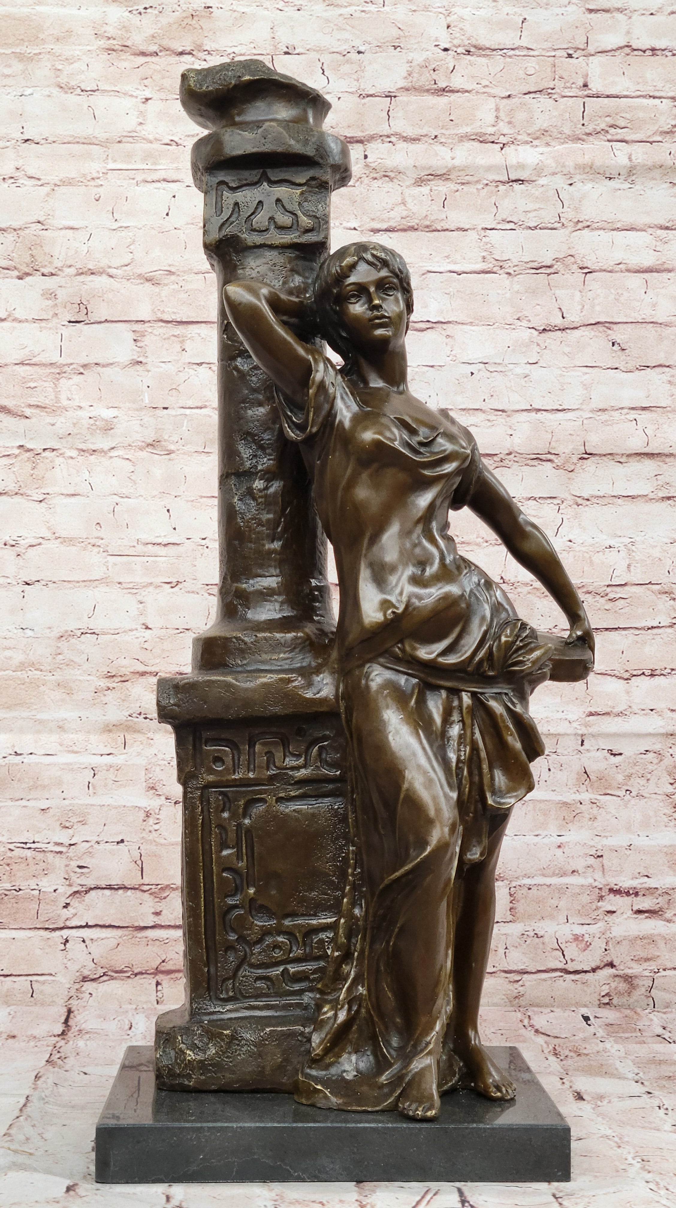 Heavy Bronze Sculpture Statue Classical Woman Signed A Moreau Display Artwork