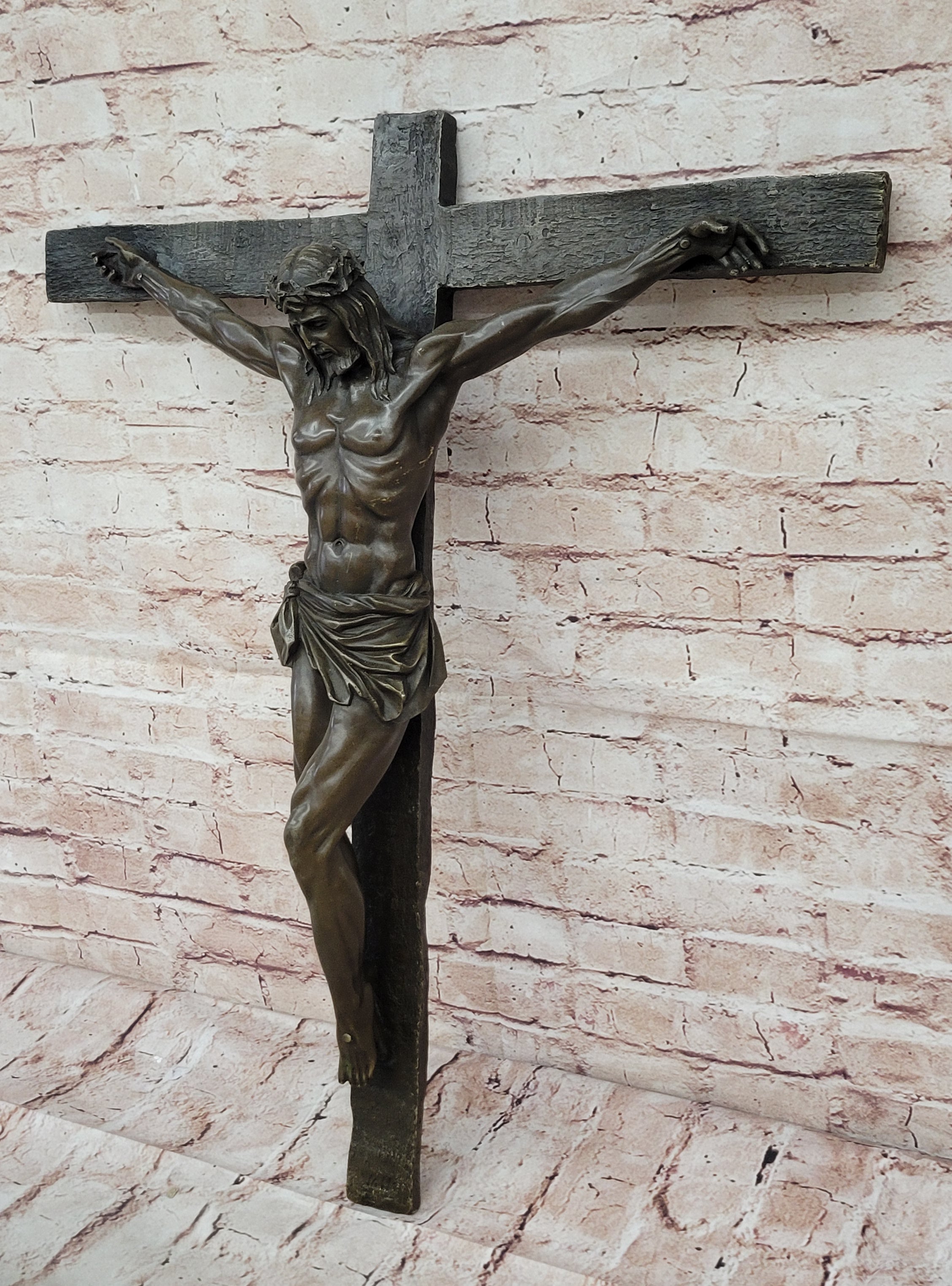 Jesus Christ Crucified Heavenly 100% Bronze Statue Sculpture Figurine Lost Wax