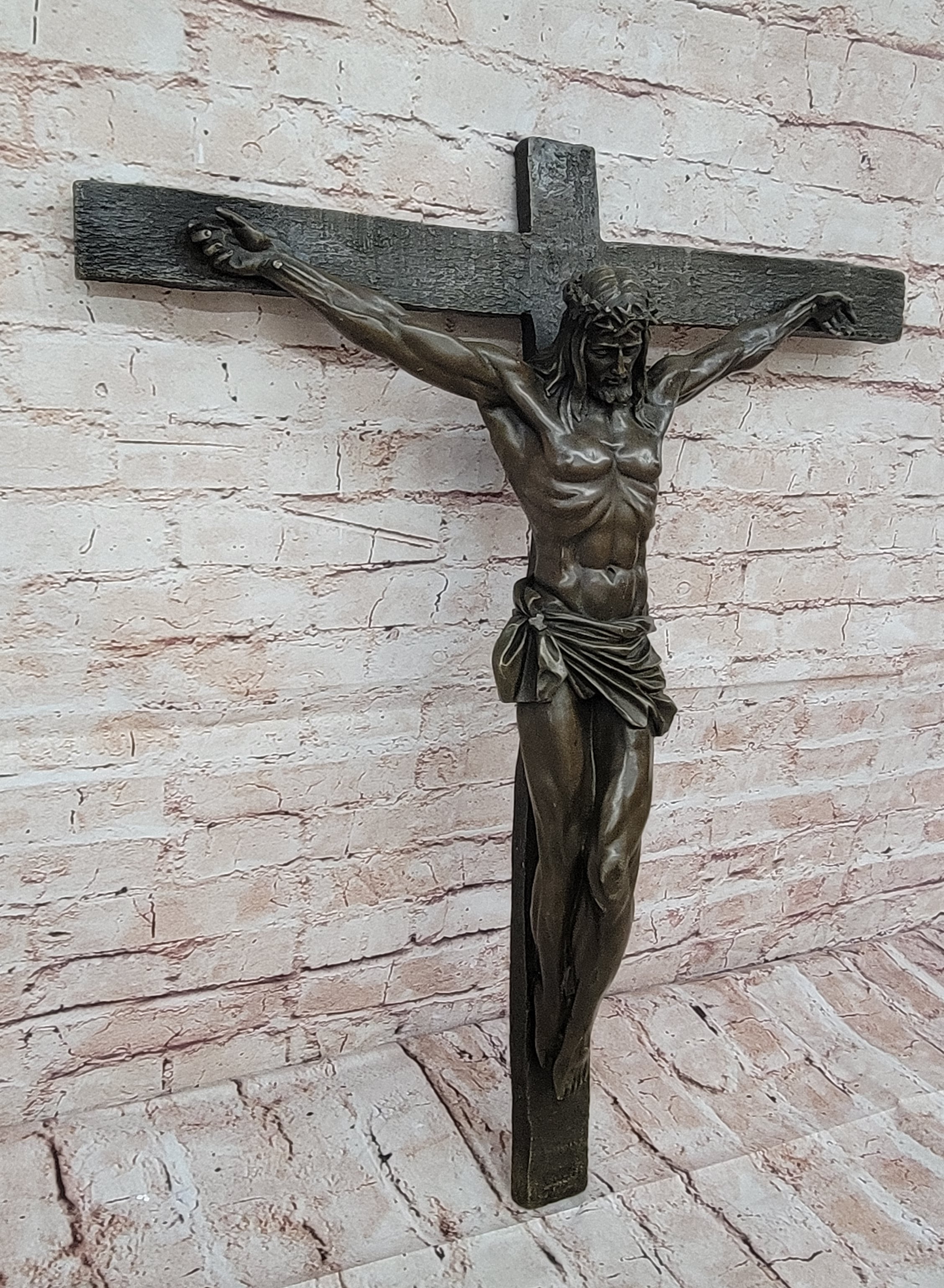 Jesus Christ Crucified Heavenly 100% Bronze Statue Sculpture Figurine Lost Wax