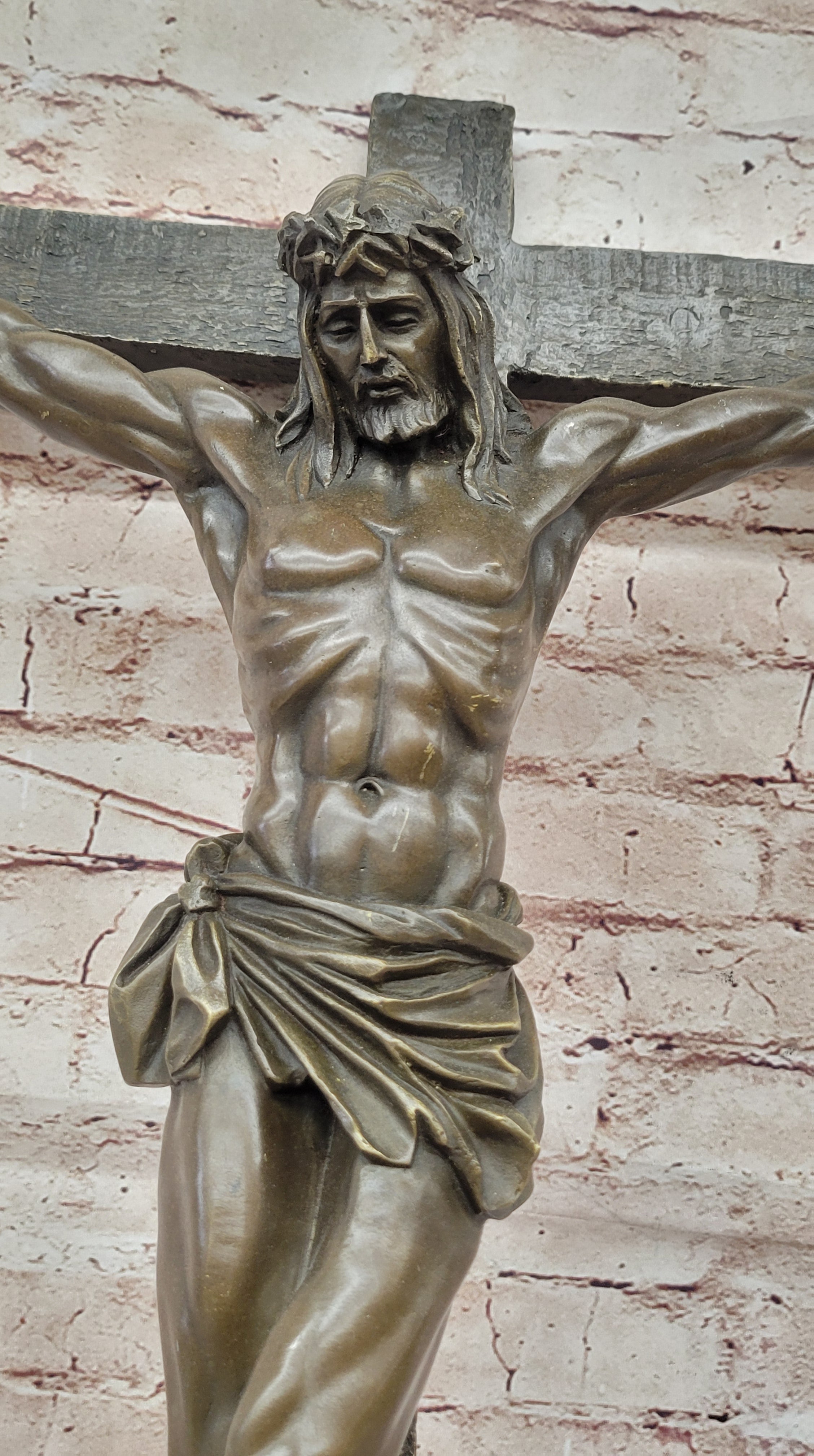 Jesus Christ Crucified Heavenly 100% Bronze Statue Sculpture Figurine Lost Wax