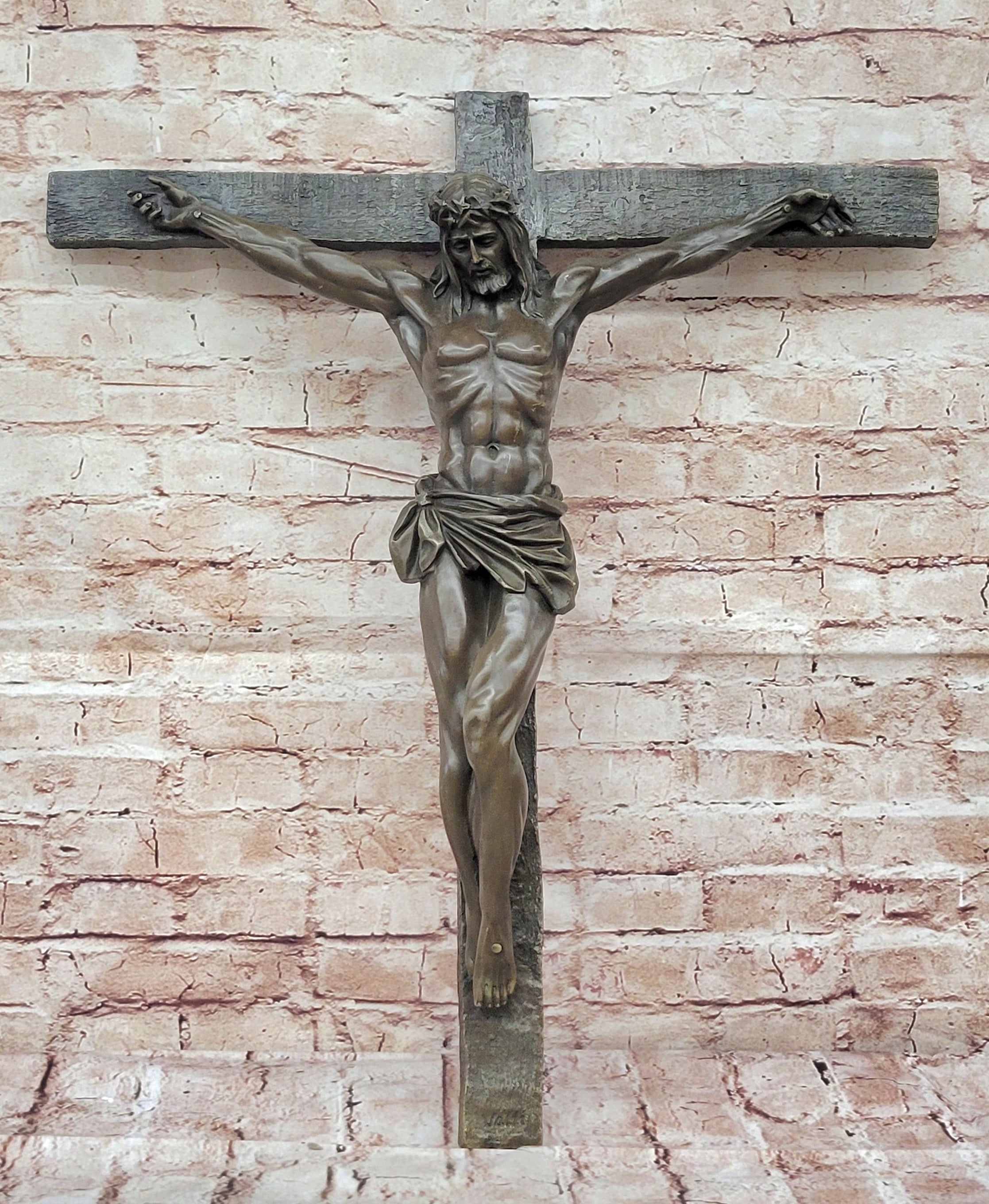 Jesus Christ Crucified Heavenly 100% Bronze Statue Sculpture Figurine Lost Wax
