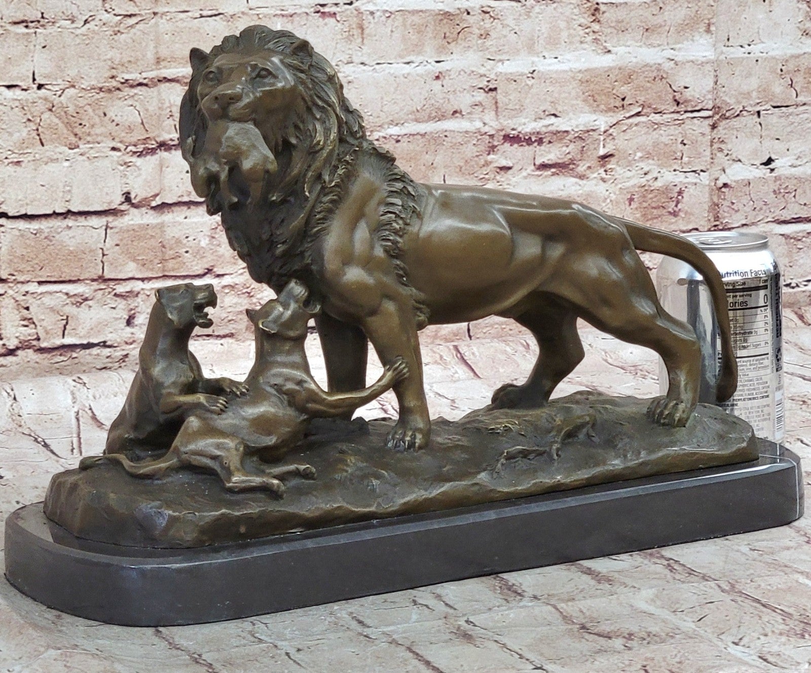 16" Western Europe Art Deco Sculpture Animal Lion Family Bronze Copper Statue