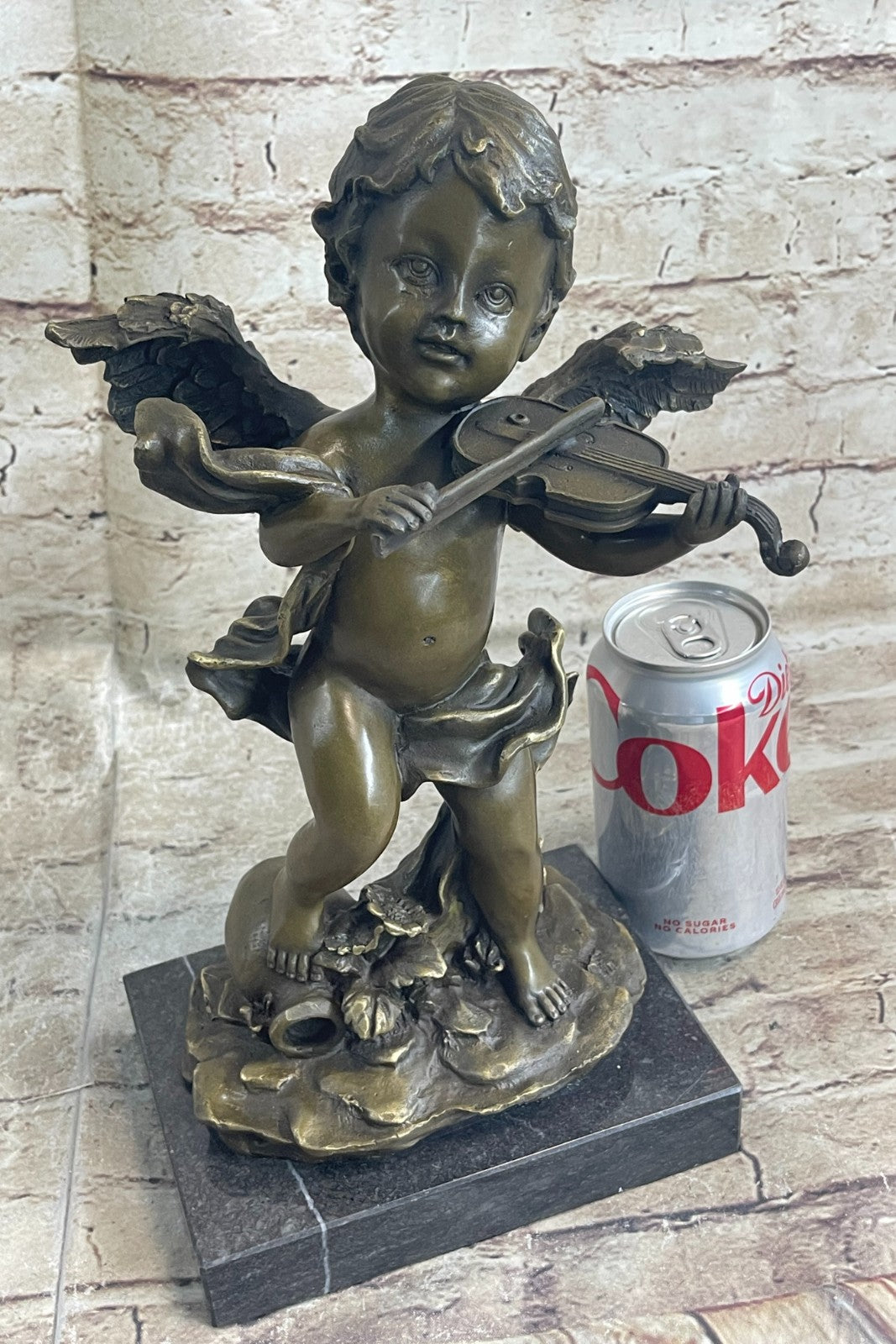 Hand Made Nude Angel with Violin Genuine Solid bronze by Augustine Moreau