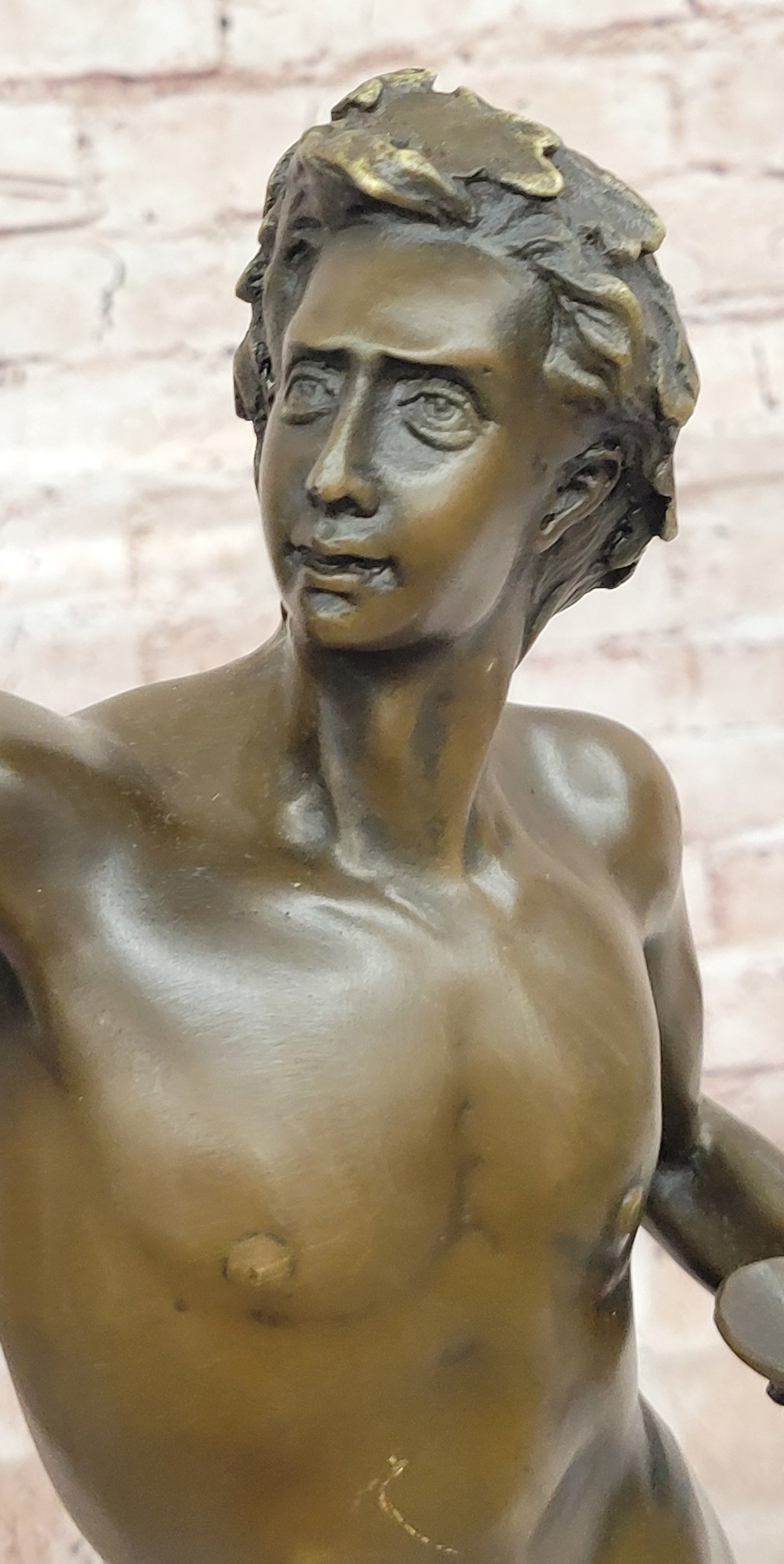 Lost Wax Bronze Nude Bacchus Dionysus Female Grapes Statue Sculpture Greek Art