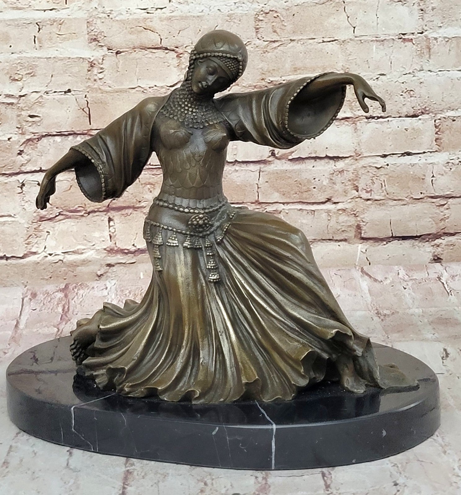 Chiparus Dancer Vegas Show Girls Art Deco Bronze Sculpture Marble Figurine