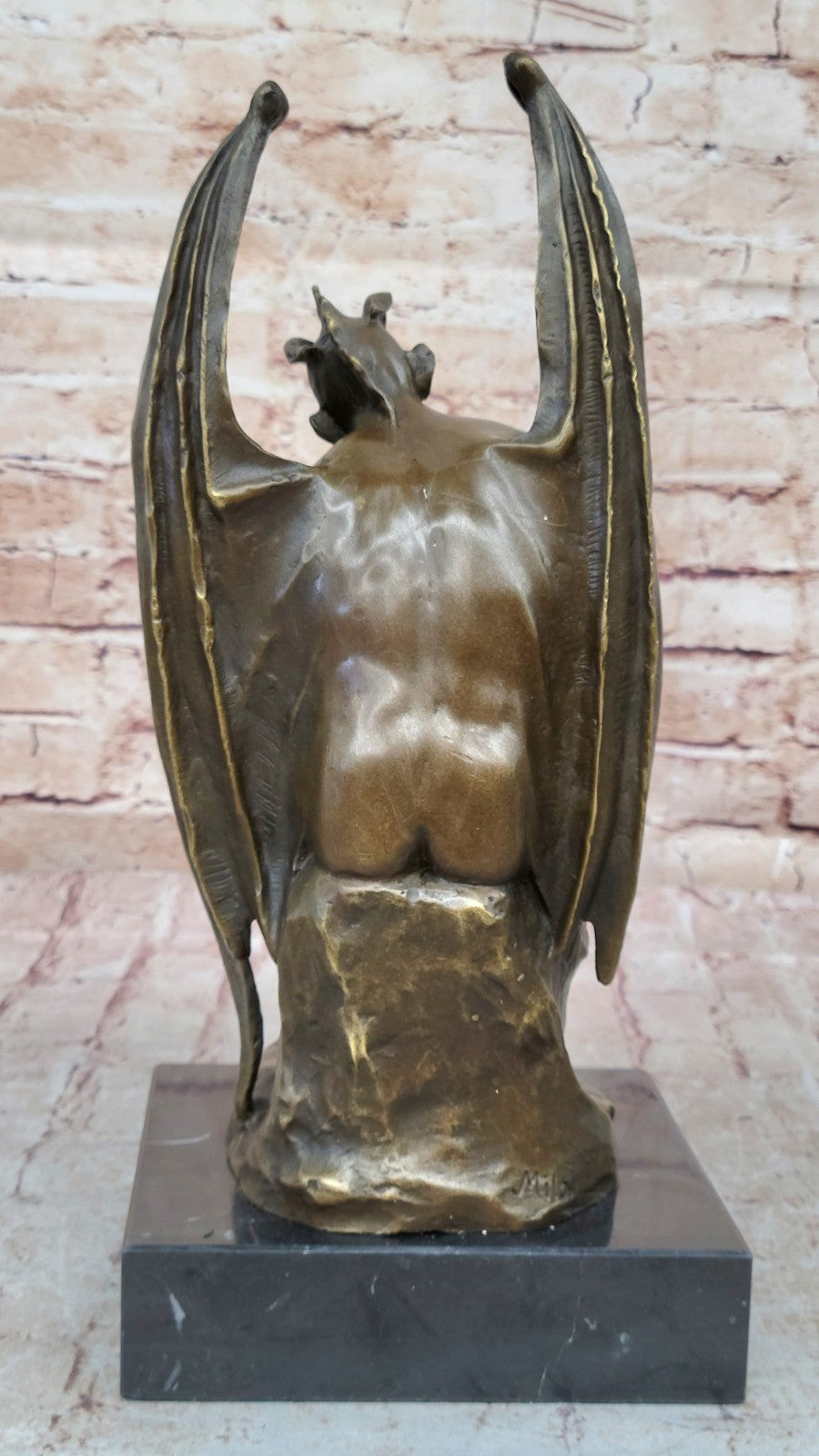 Brown Patina Handcrafted Hot Cast Bronze Satan Devil Satanic Sculpture Statue