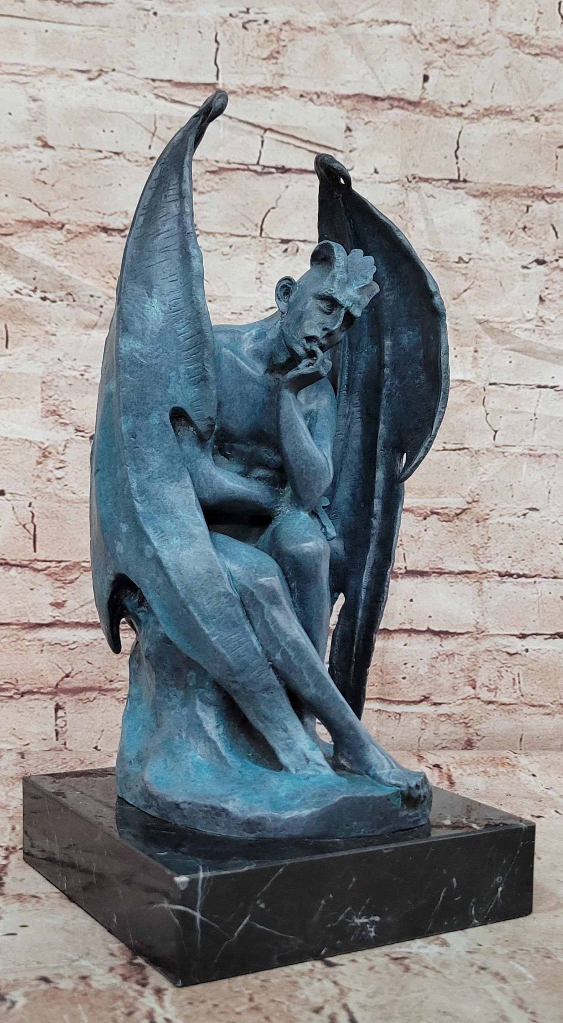 Mythical Signed Original Hot Cast Devil Lucifer Hand Crafted Bronze Sculpture