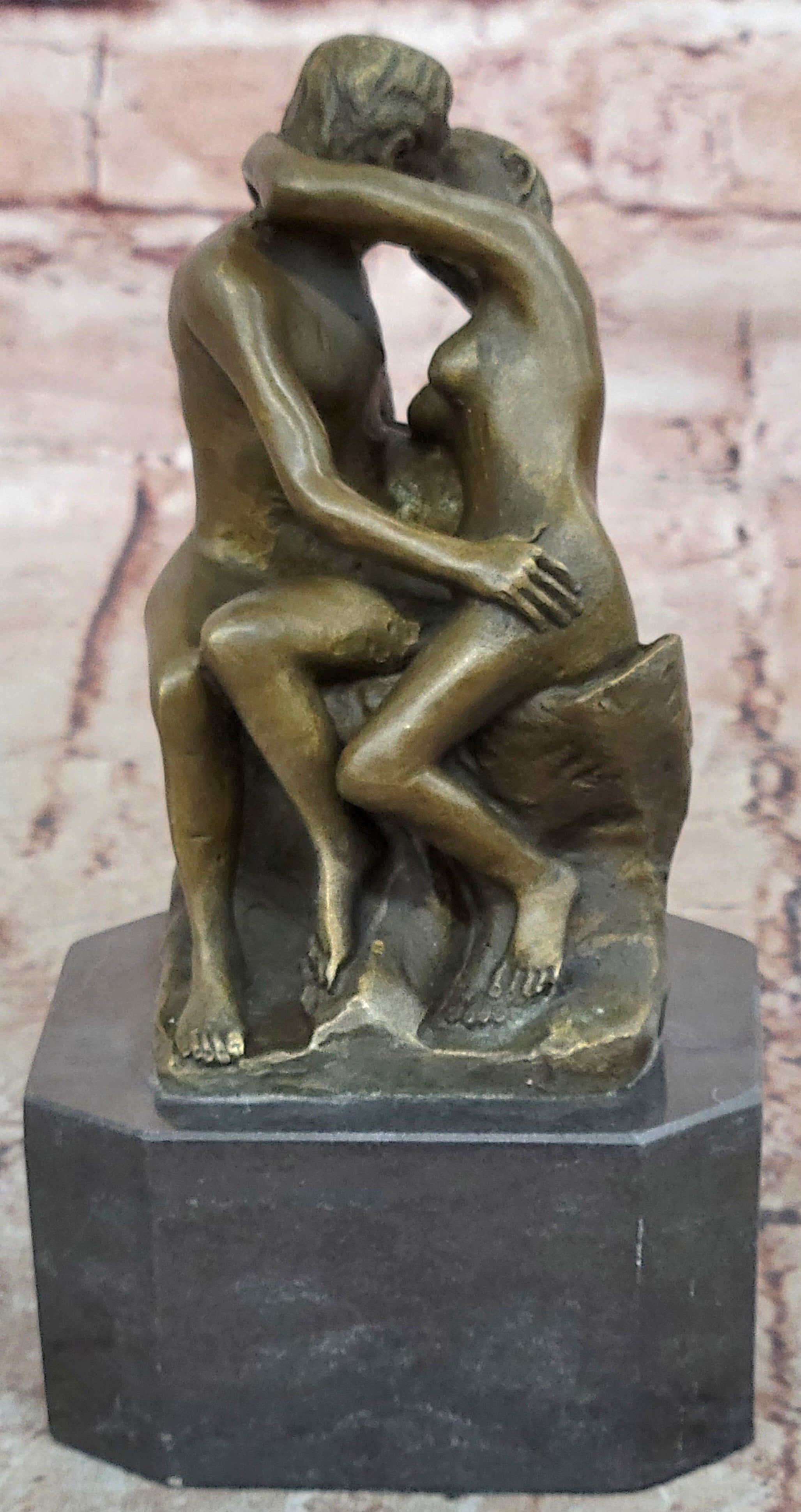 The Kiss by Rodin Solid Bronze Collectible Sculpture Handmade Statue Art - Nude