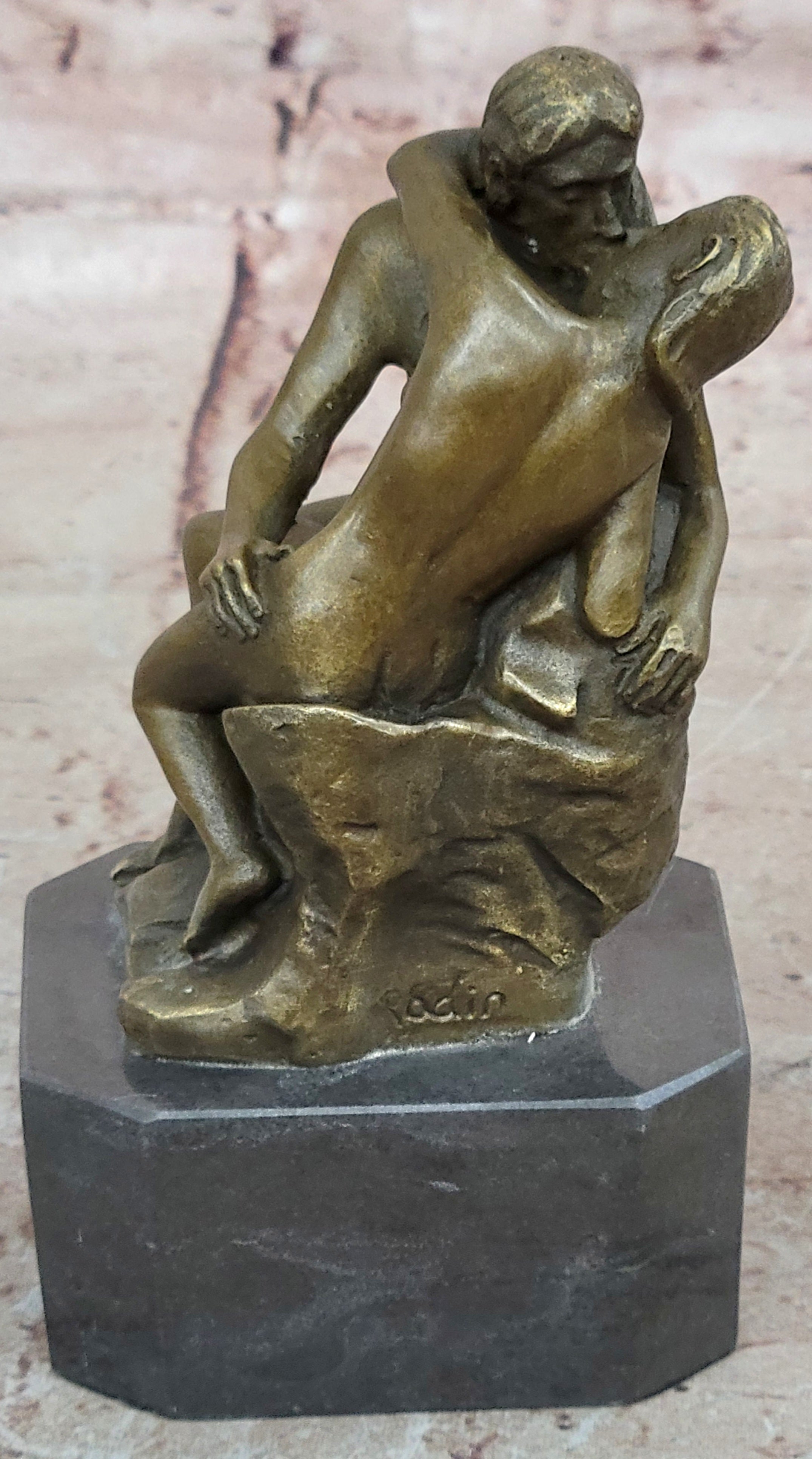 The Kiss by Rodin Solid Bronze Collectible Sculpture Handmade Statue Art - Nude
