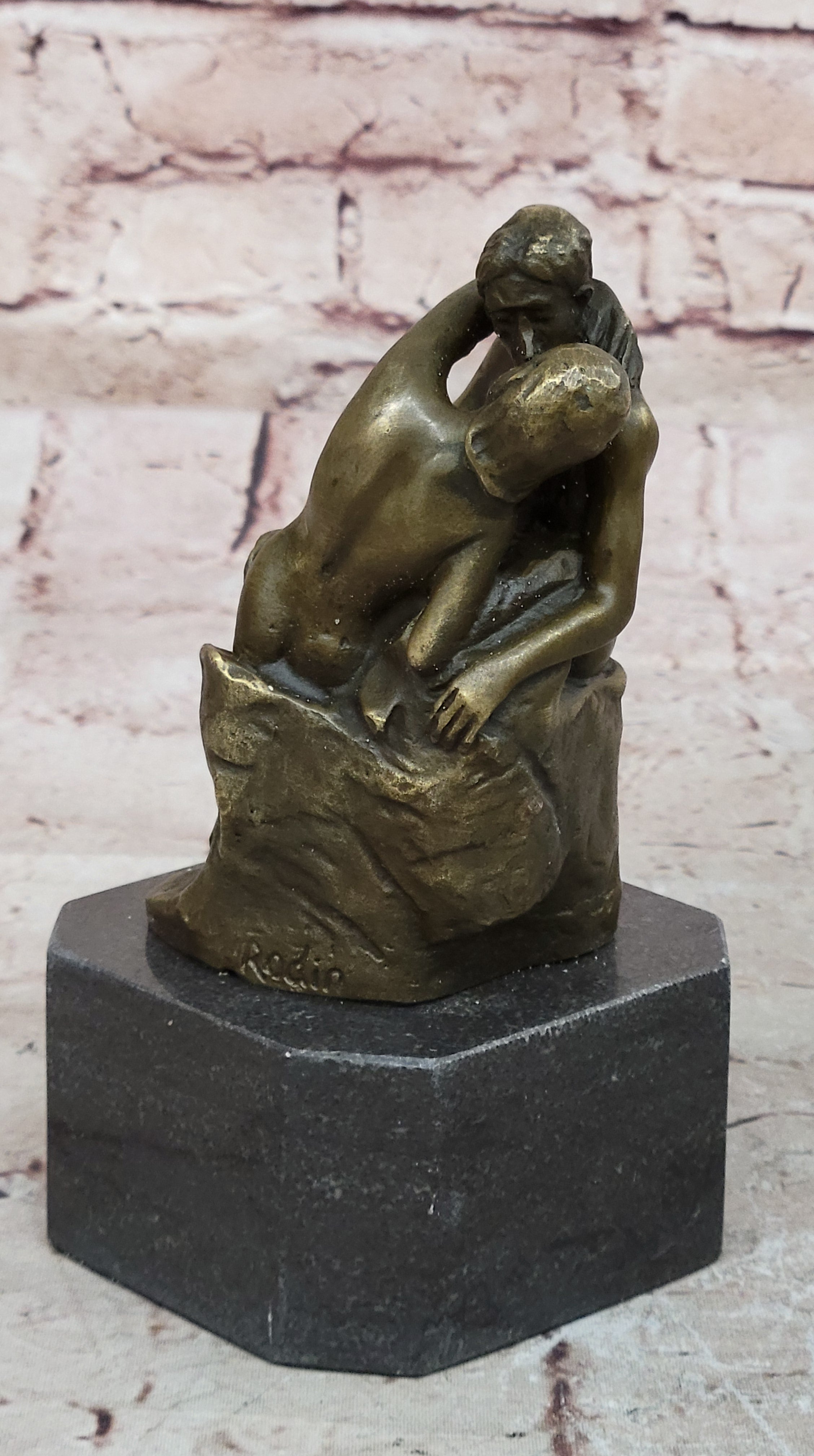 The Kiss by Rodin Solid Bronze Collectible Sculpture Handmade Statue Art - Nude