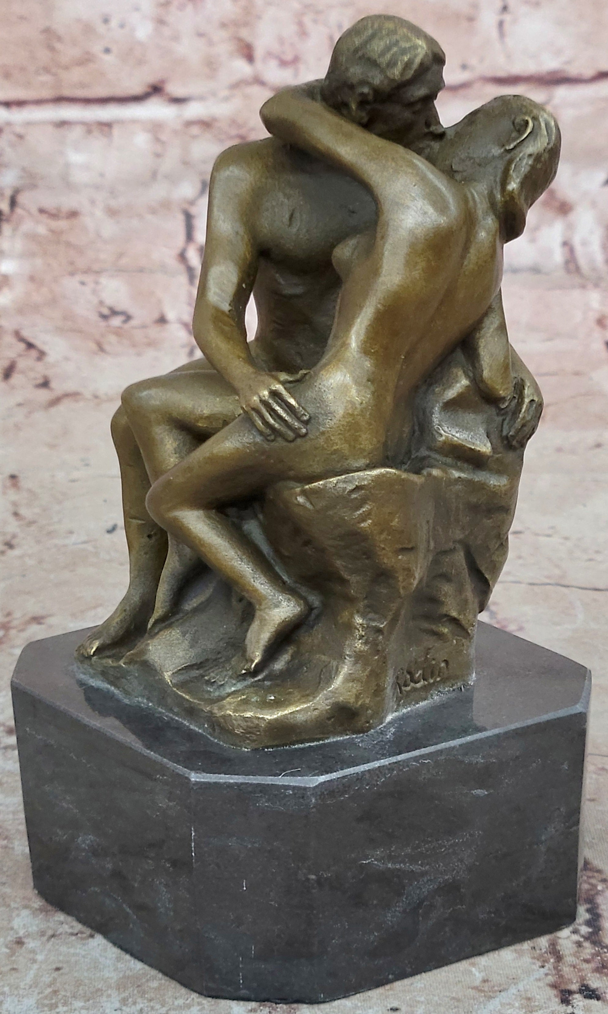 The Kiss by Rodin Solid Bronze Collectible Sculpture Handmade Statue Art - Nude