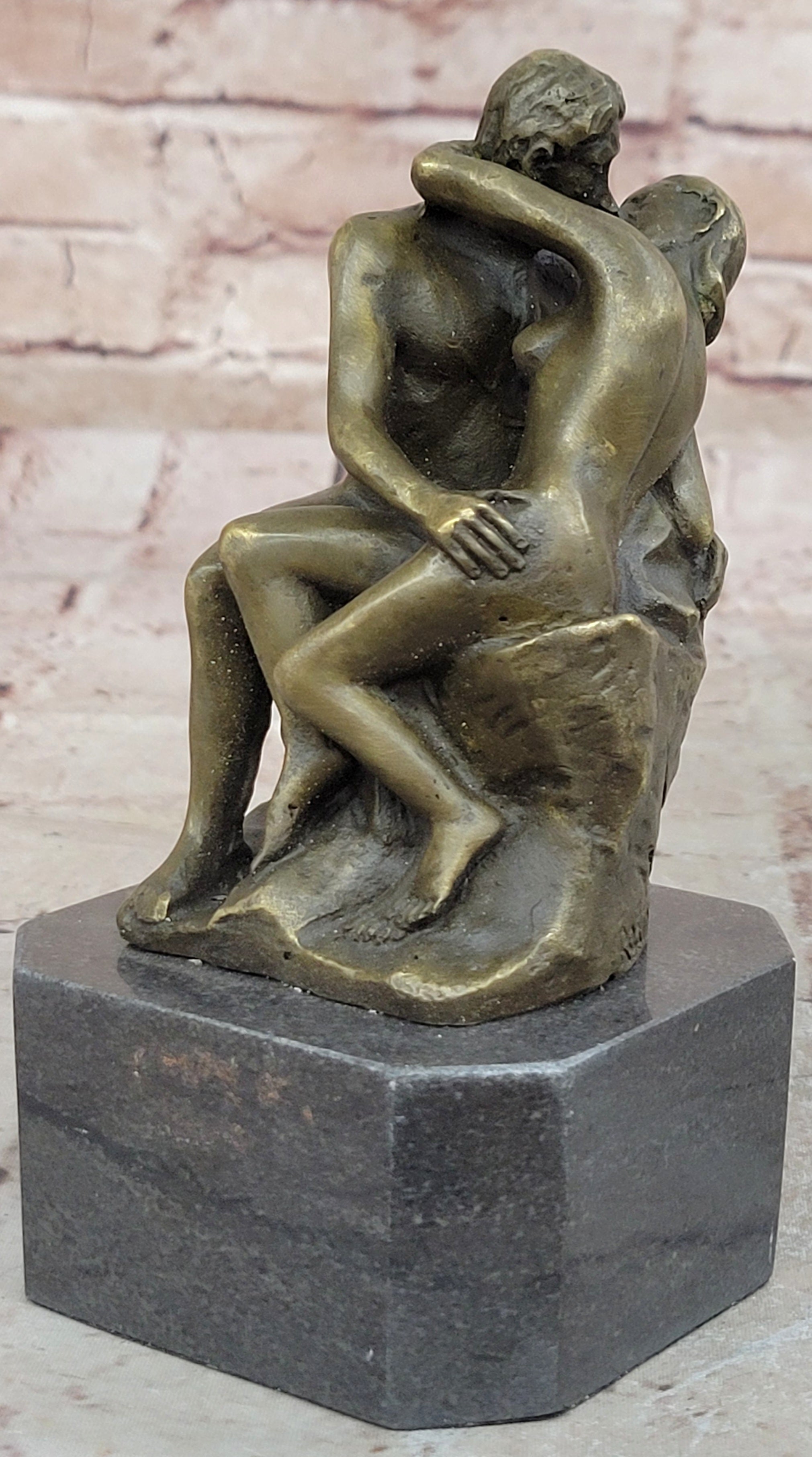 The Kiss by Rodin Solid Bronze Collectible Sculpture Handmade Statue Art - Nude