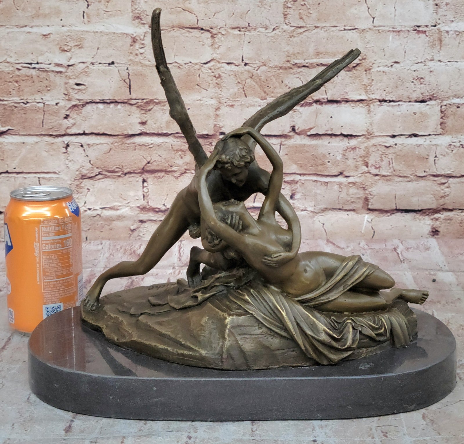 Handcrafted bronze sculpture SALE Lost Wax Art Erotic Nude Psyche And Cupid