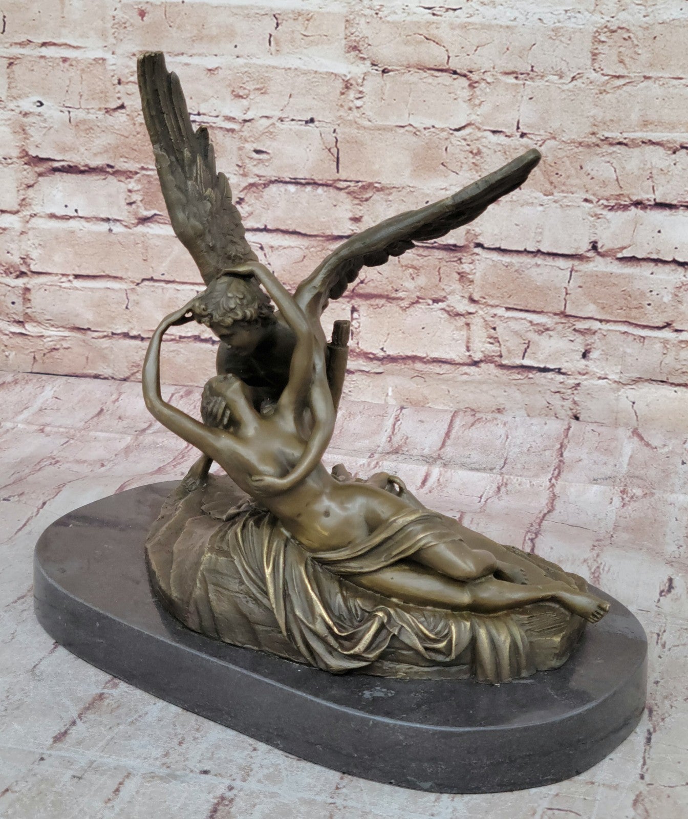 Handcrafted bronze sculpture SALE Lost Wax Art Erotic Nude Psyche And Cupid