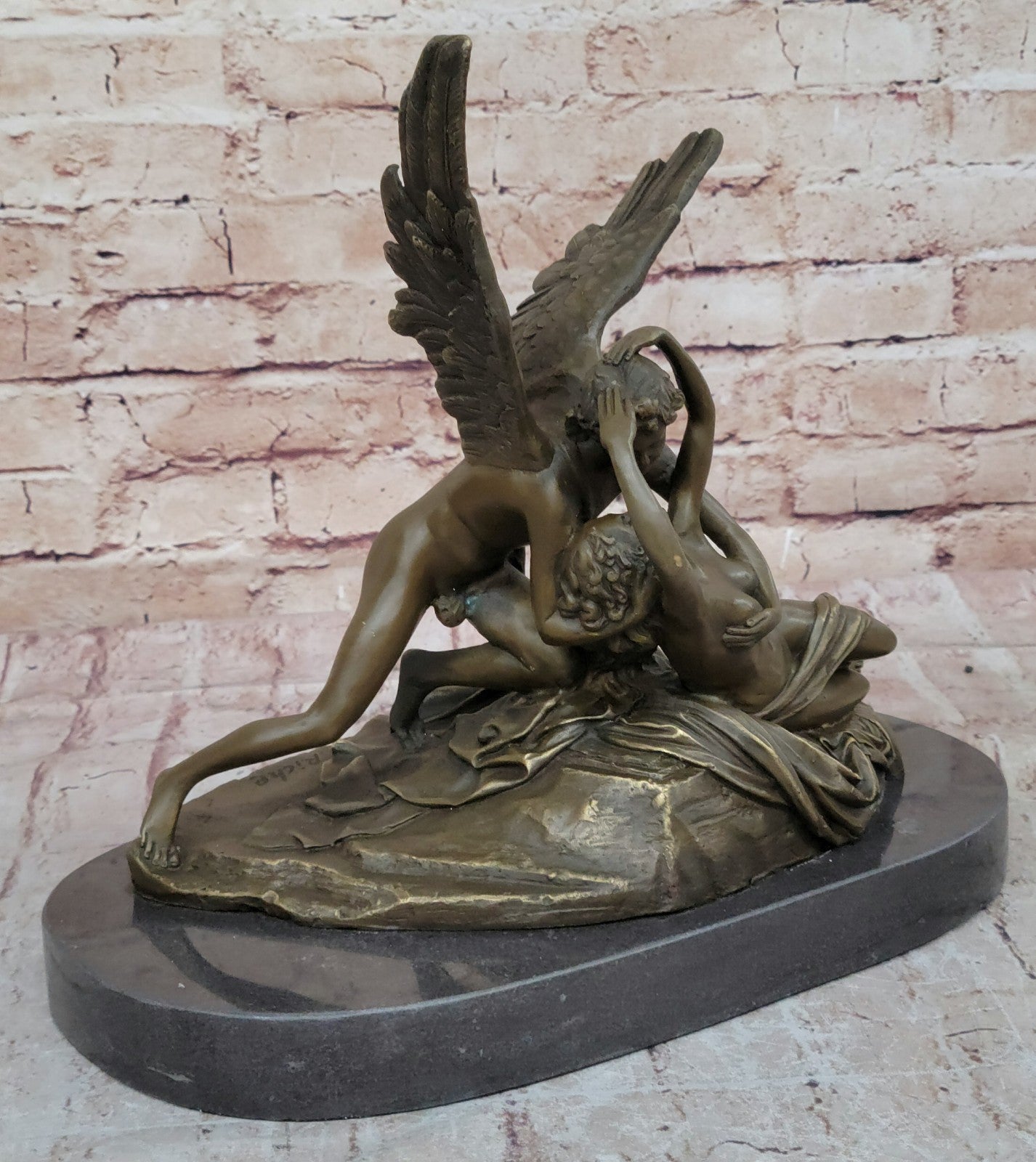 Handcrafted bronze sculpture SALE Lost Wax Art Erotic Nude Psyche And Cupid