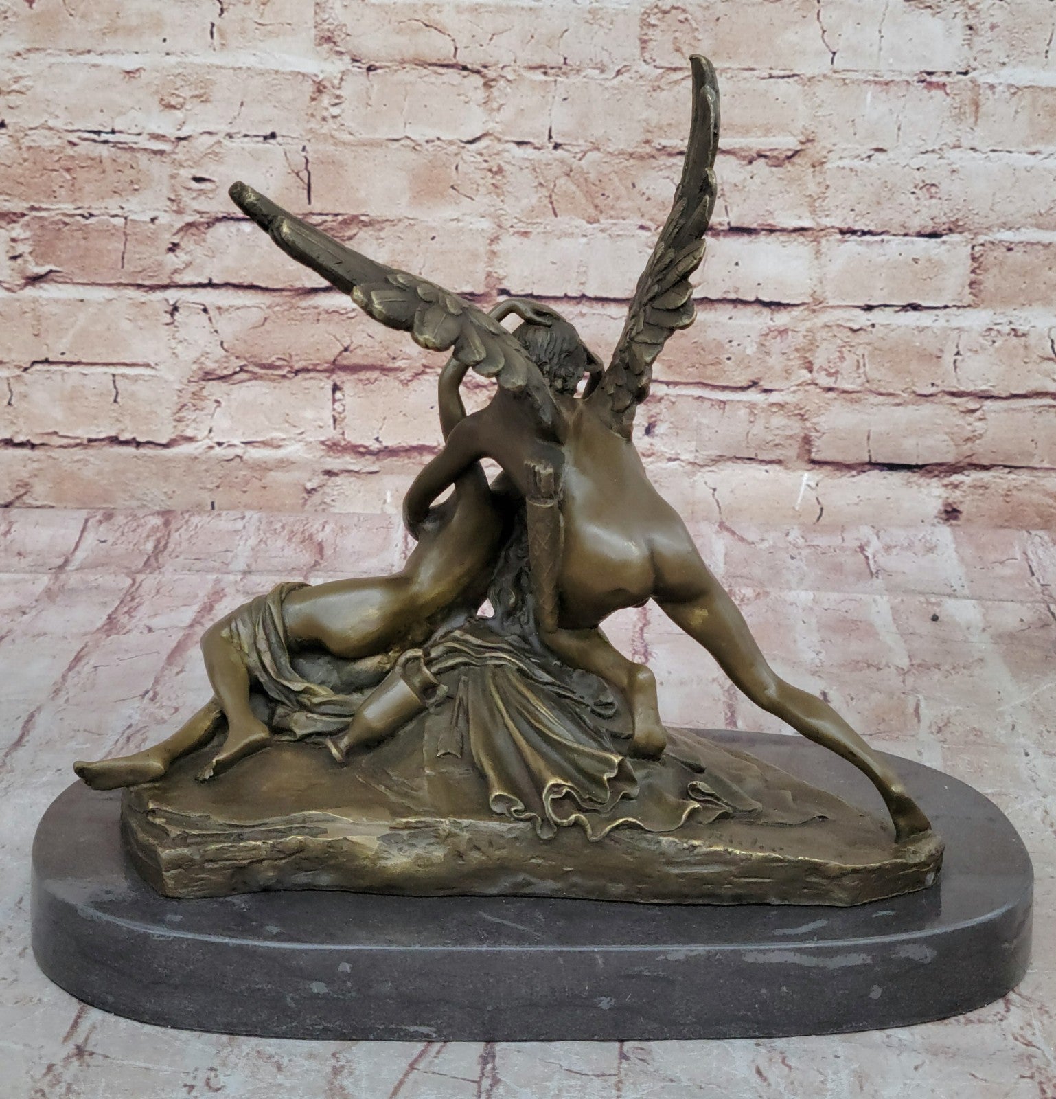 Handcrafted bronze sculpture SALE Lost Wax Art Erotic Nude Psyche And Cupid