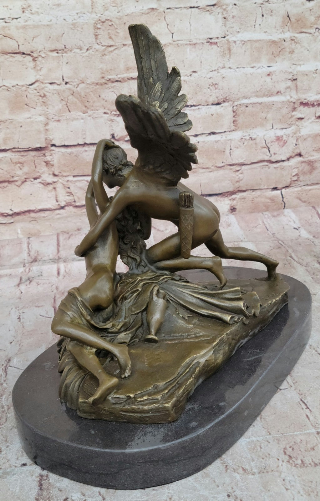 Handcrafted bronze sculpture SALE Lost Wax Art Erotic Nude Psyche And Cupid