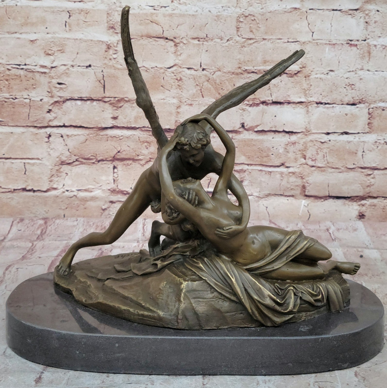 Handcrafted bronze sculpture SALE Lost Wax Art Erotic Nude Psyche And Cupid