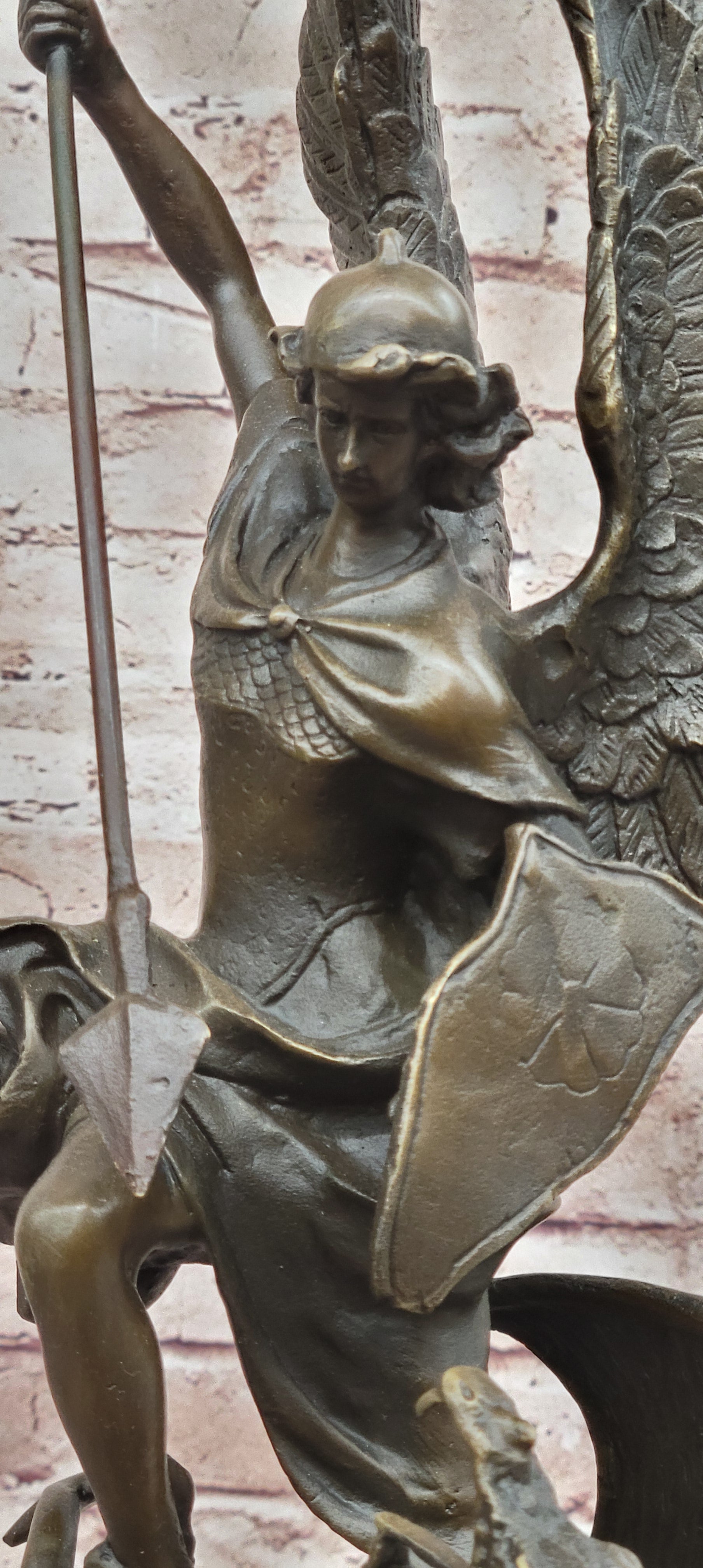 Handcrafted Saint ST. George bronze sculpture SALE Art Dragon Signed