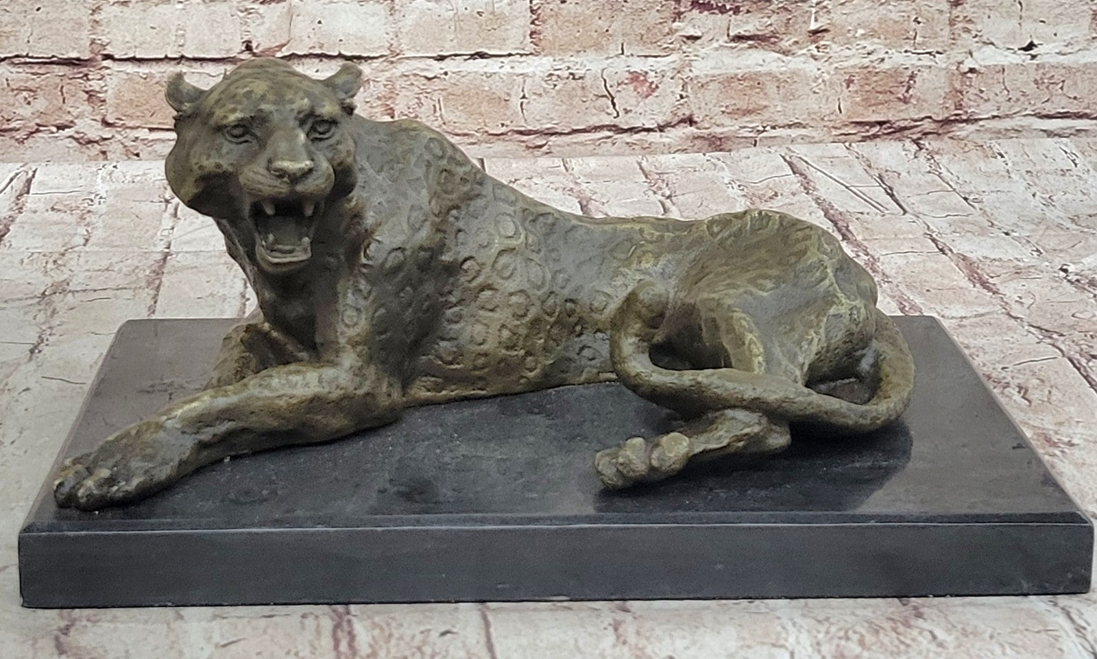 ART DECO SOLID BRONZE CHEETAH STATUE BIG CAT LEOPARD FELINE PANTHER LION JAGUAR