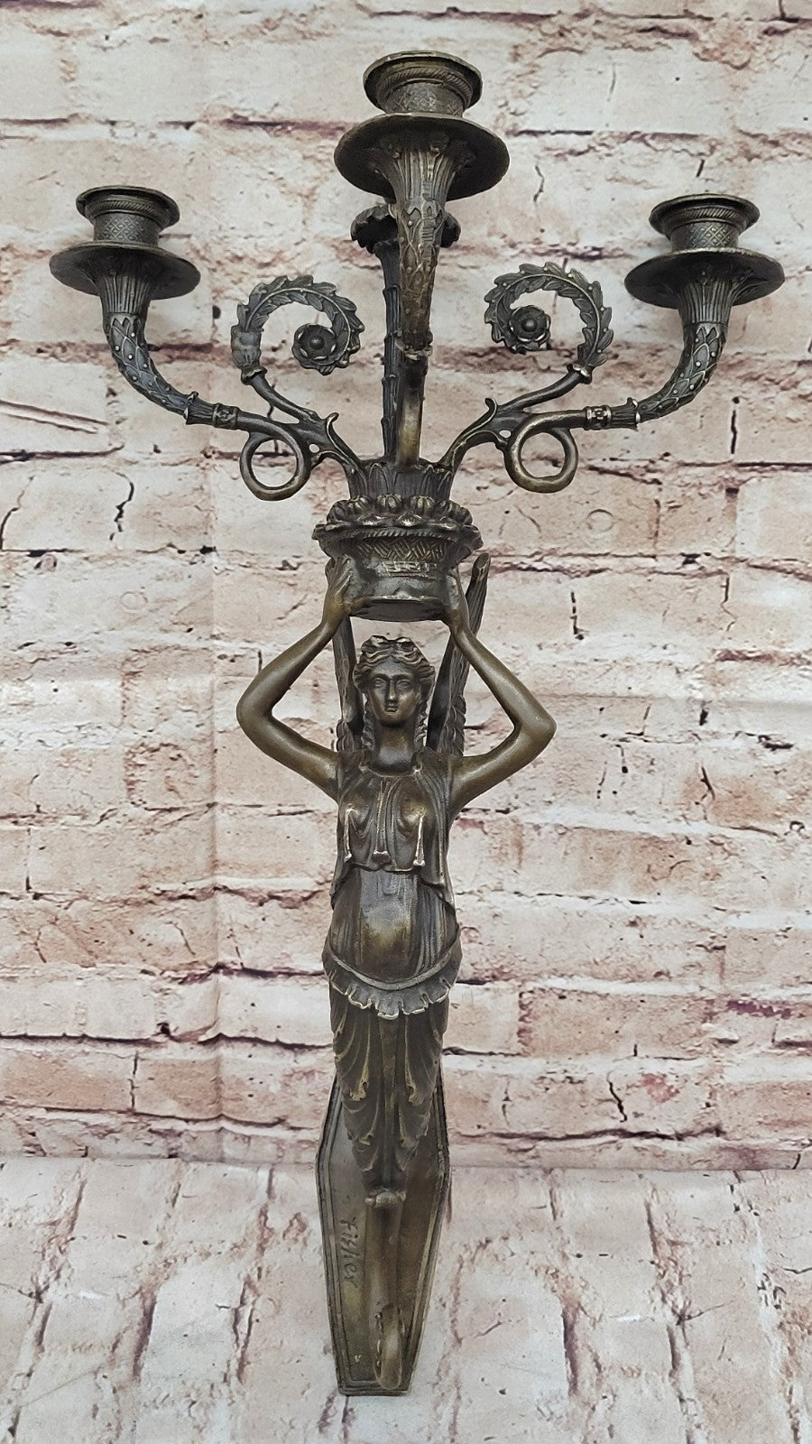 Art Deco Wall mount Sconce Angel Bronze Sculpture Classic Artwork Figurine Gift