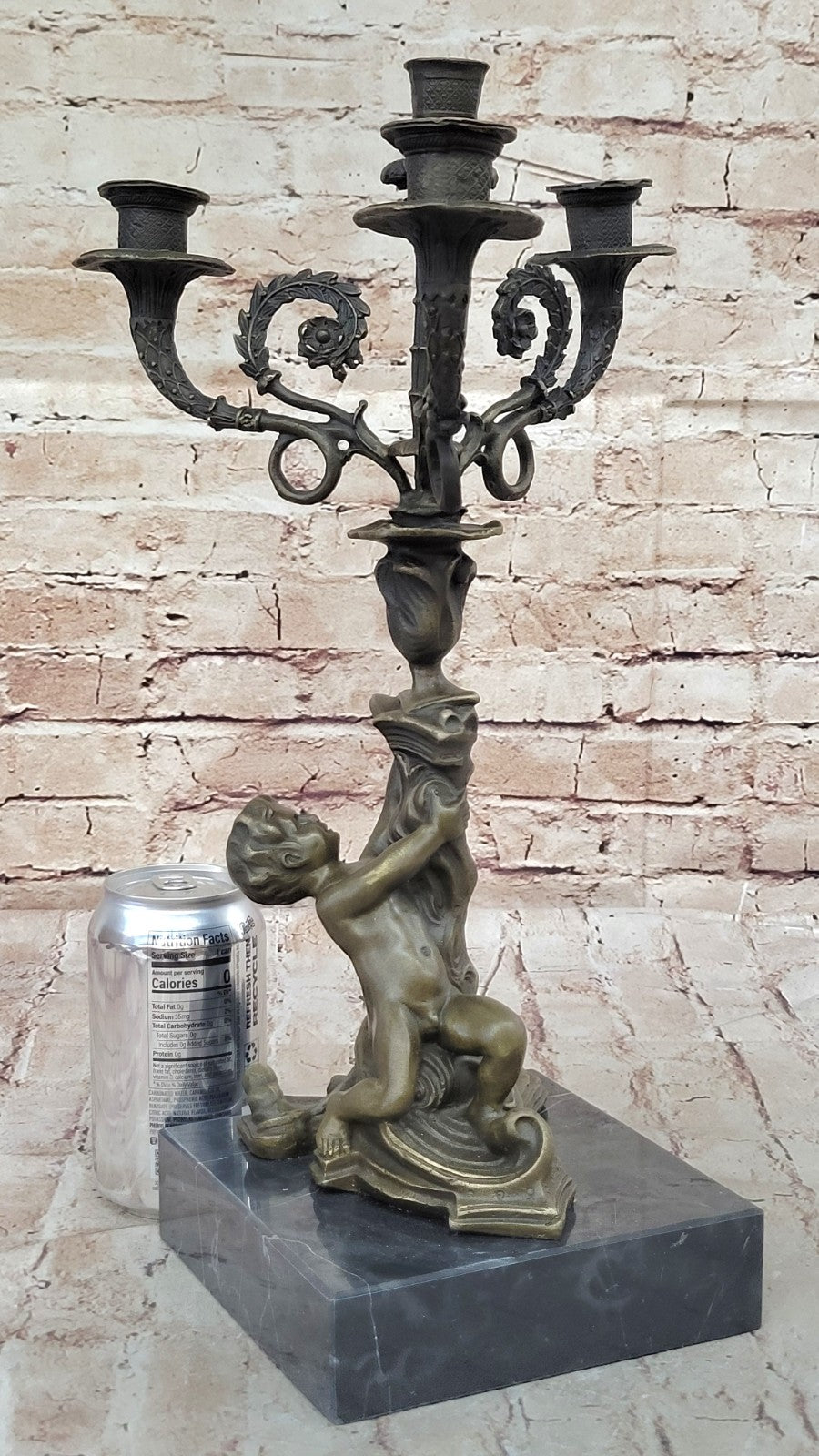 RARE EROTIC NUDE BOY BRONZE CANDLE HOLDER ART DECO FIGURINE HOME DECOR GIFT