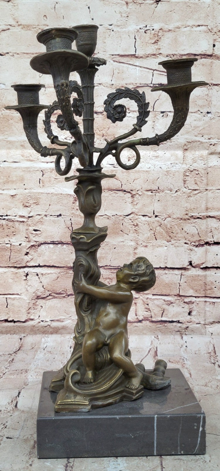 French Style Nude Hand Made Bronze Candle Holder Statue Sculpture Art figurine