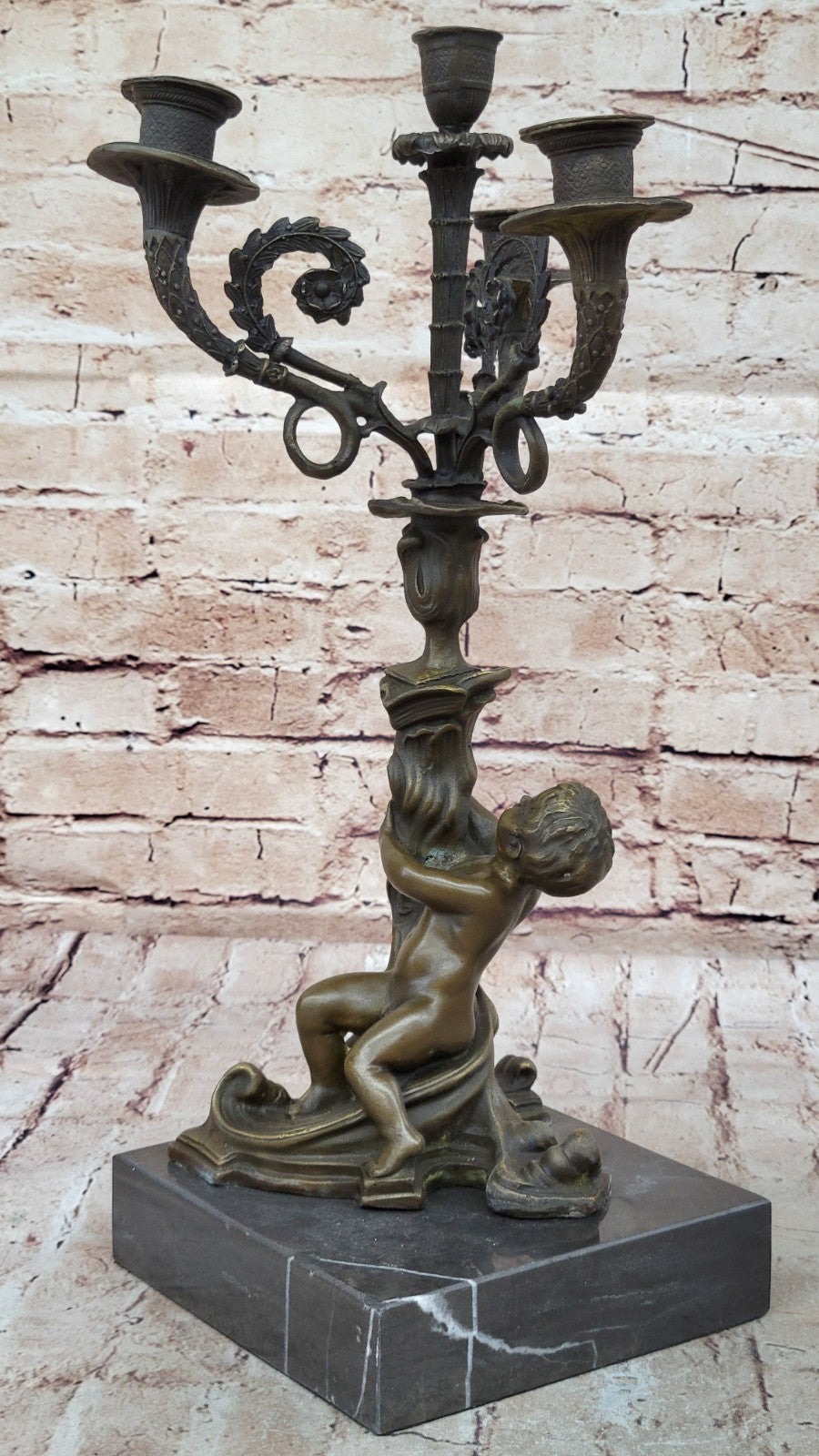 French Style Nude Hand Made Bronze Candle Holder Statue Sculpture Art figurine