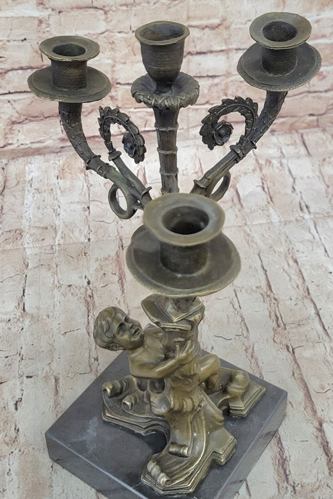 French Style Nude Hand Made Bronze Candle Holder Statue Sculpture Art figurine