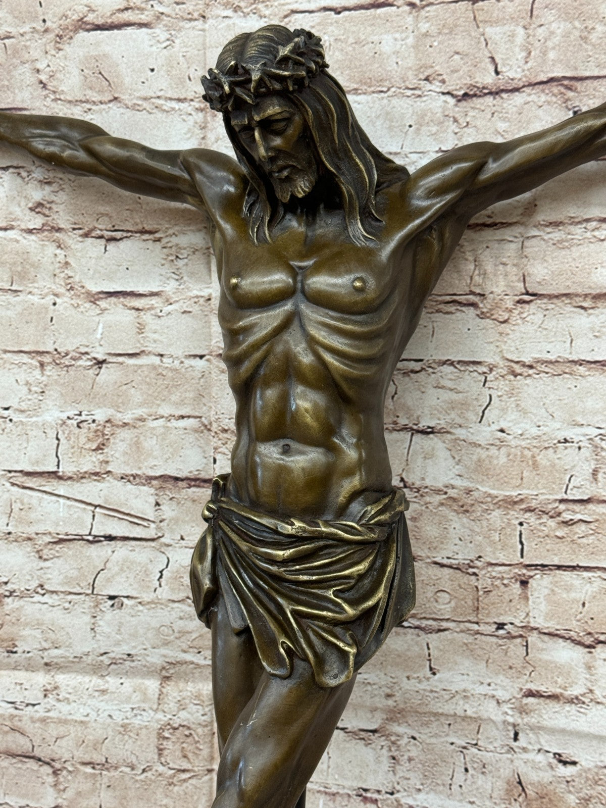Jesus Christ Crucified Heavenly 100% Bronze Statue Sculpture Figurine Lost Wax