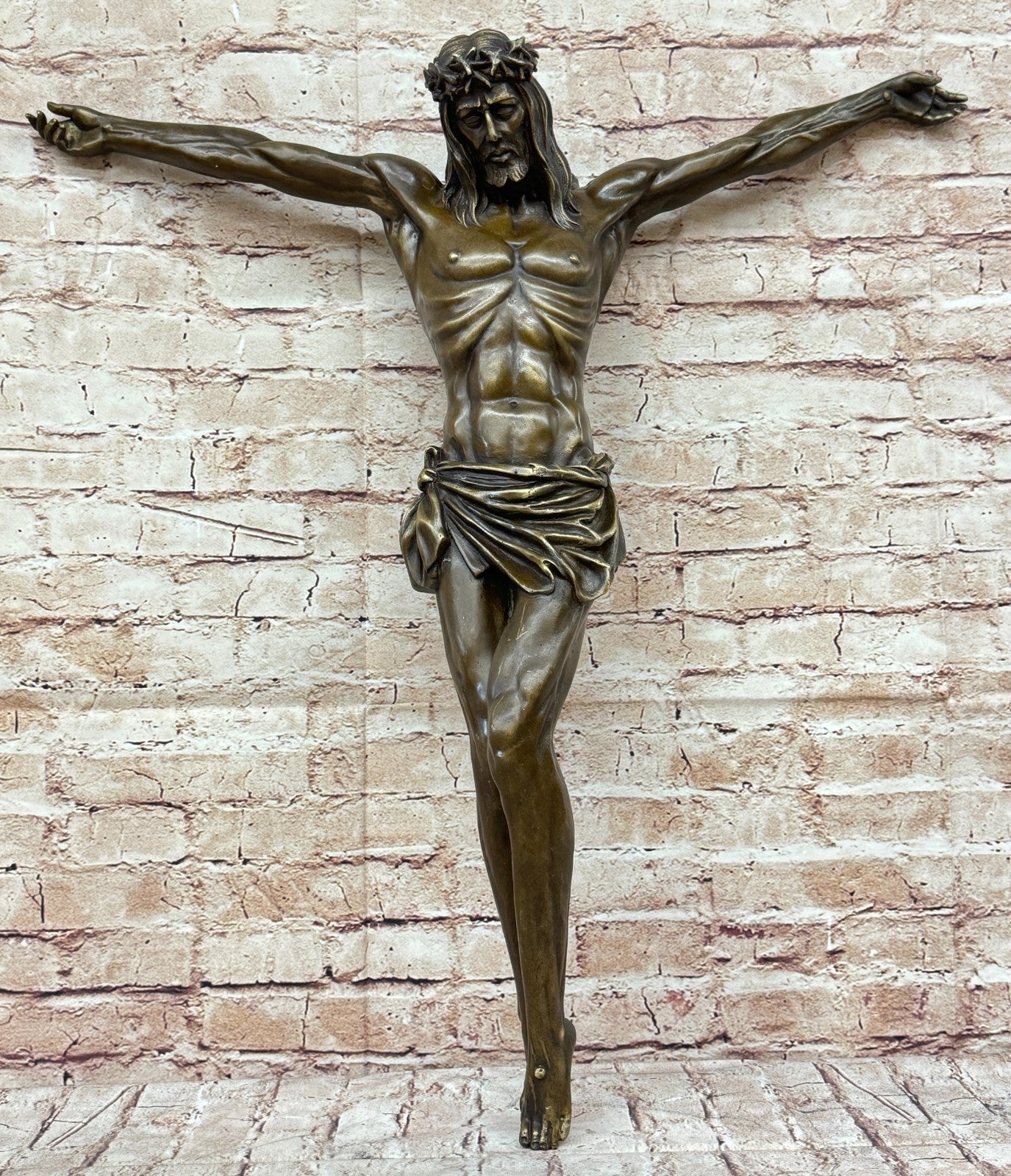 Jesus Christ Crucified Heavenly 100% Bronze Statue Sculpture Figurine Lost Wax