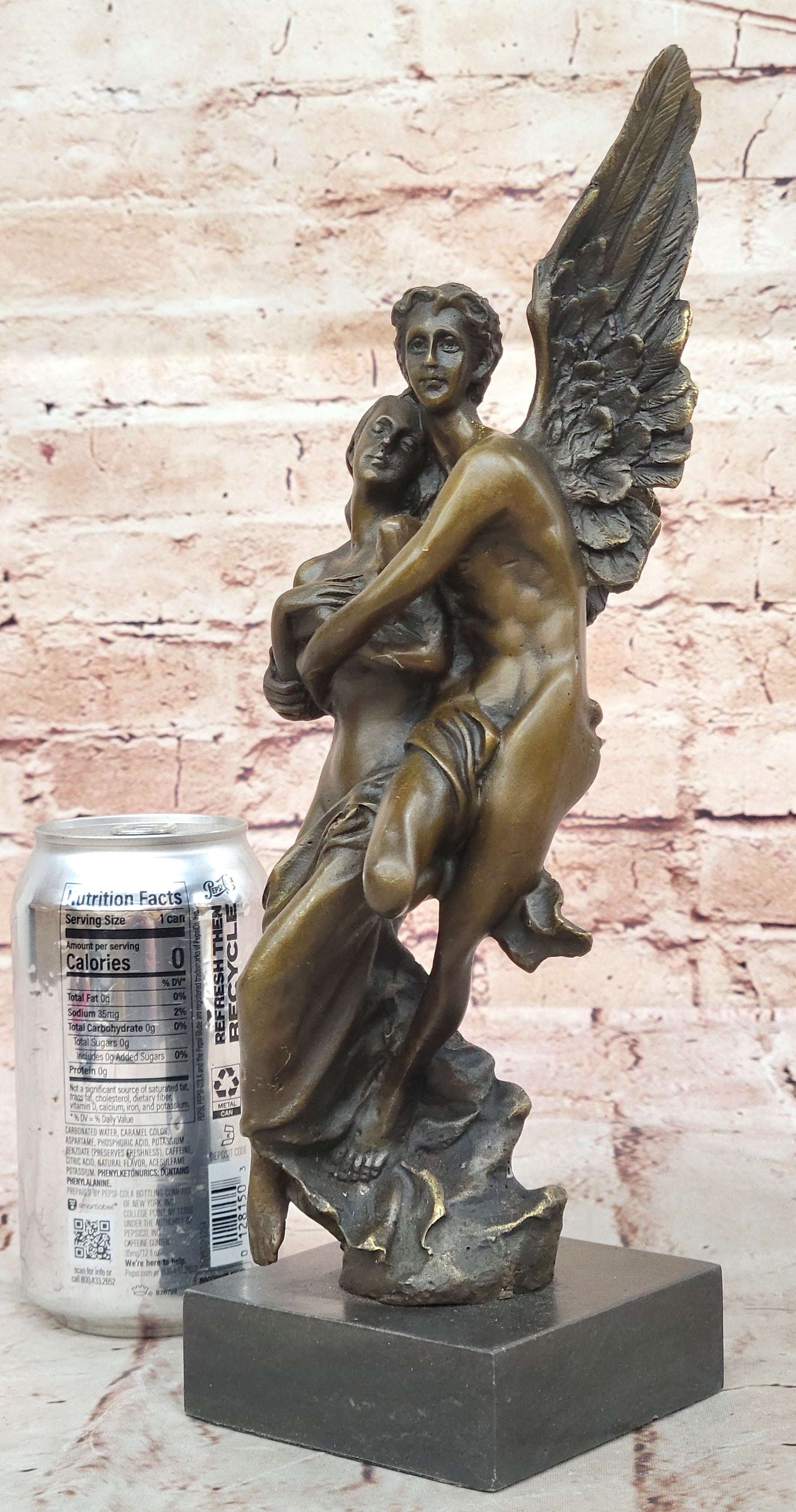 Signed Bronze Sculpture Statue of Cupid and Psyche Love Story Anniversary Gift