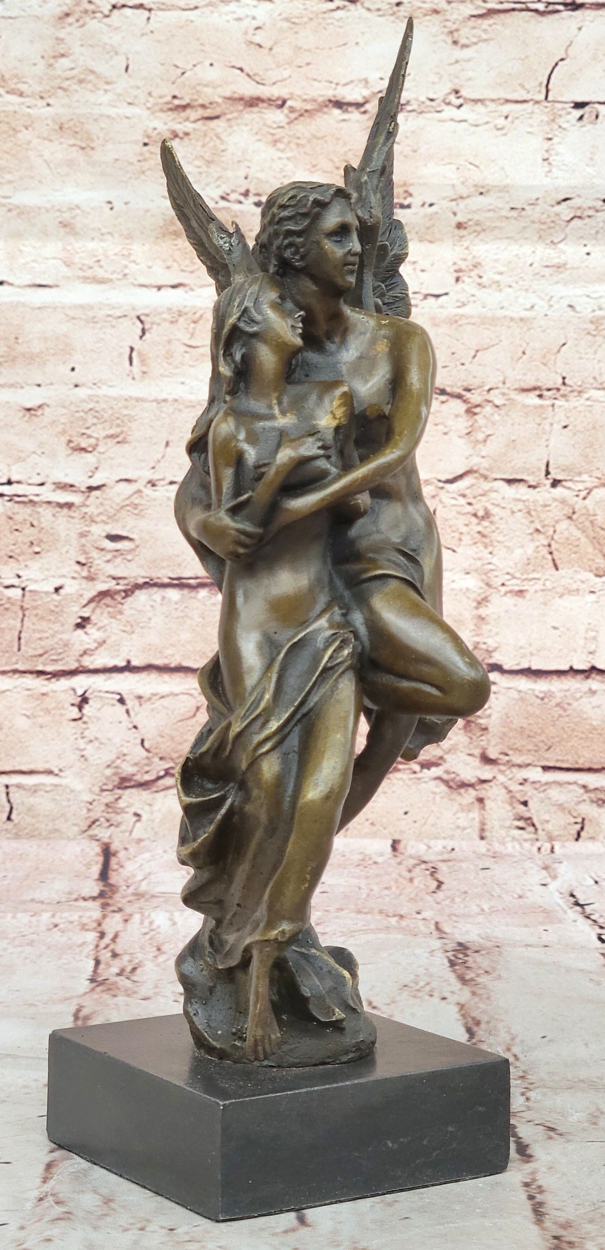 Signed Bronze Sculpture Statue of Cupid and Psyche Love Story Anniversary Gift