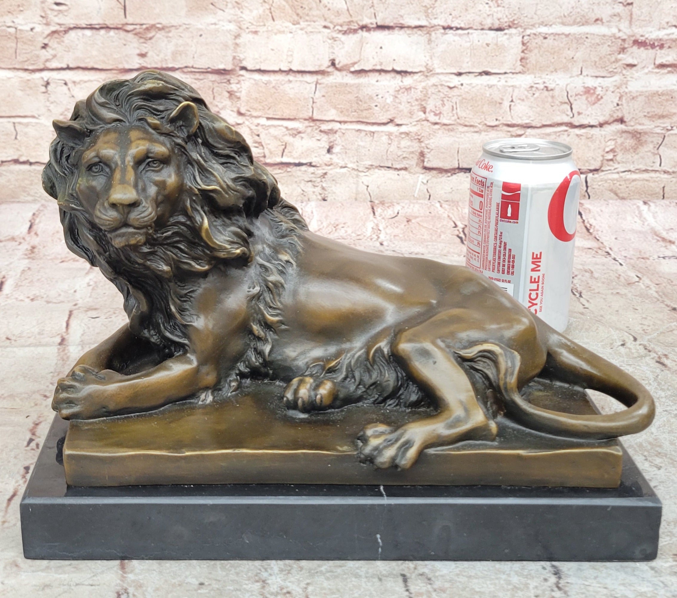 Rare Pure Bronze Sculpture Large Wild African Lion On Prowl Wildli Statue SALE
