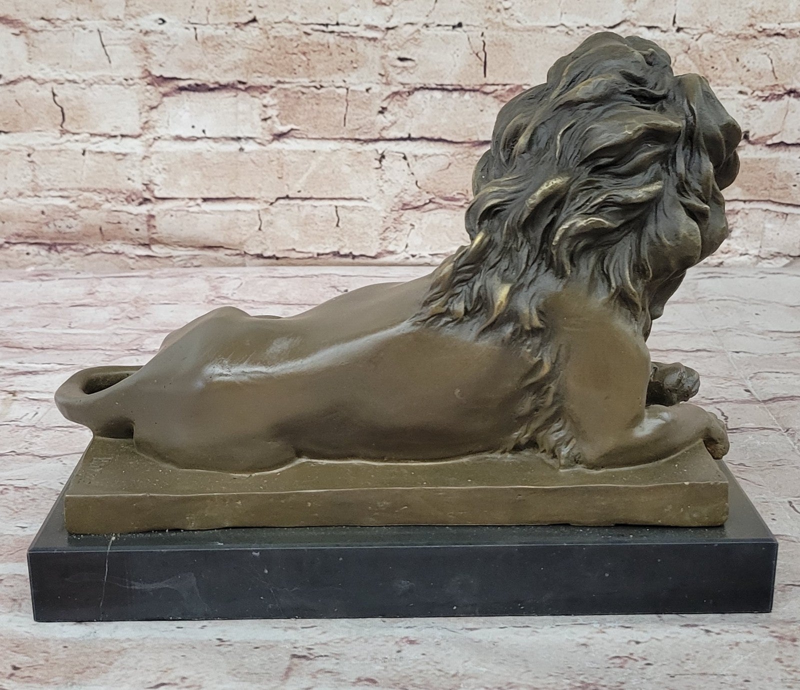 Rare Pure Bronze Sculpture Large Wild African Lion On Prowl Wildli Statue SALE
