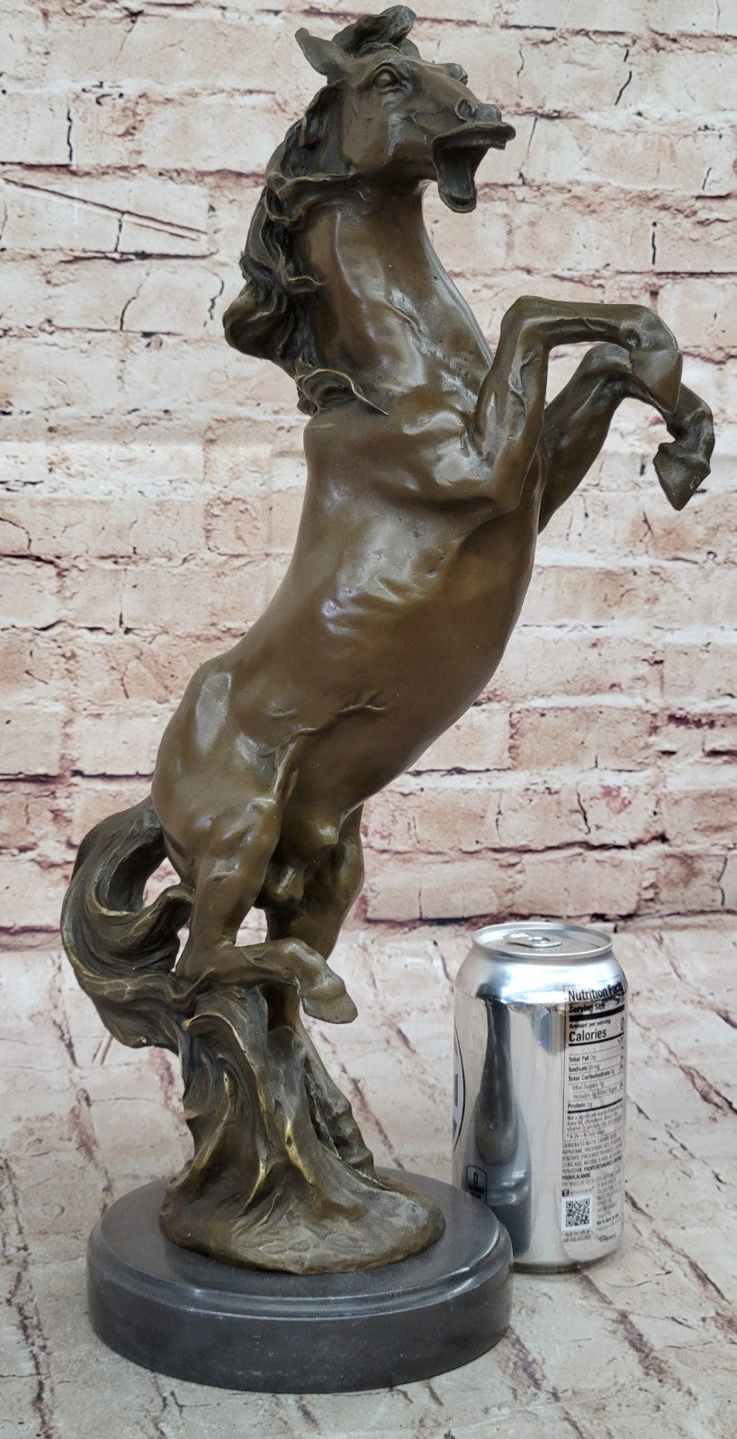 Rodeo Western Rearing Horse Farm Ranch Bronze Marble Statue Art Sculpture Gift