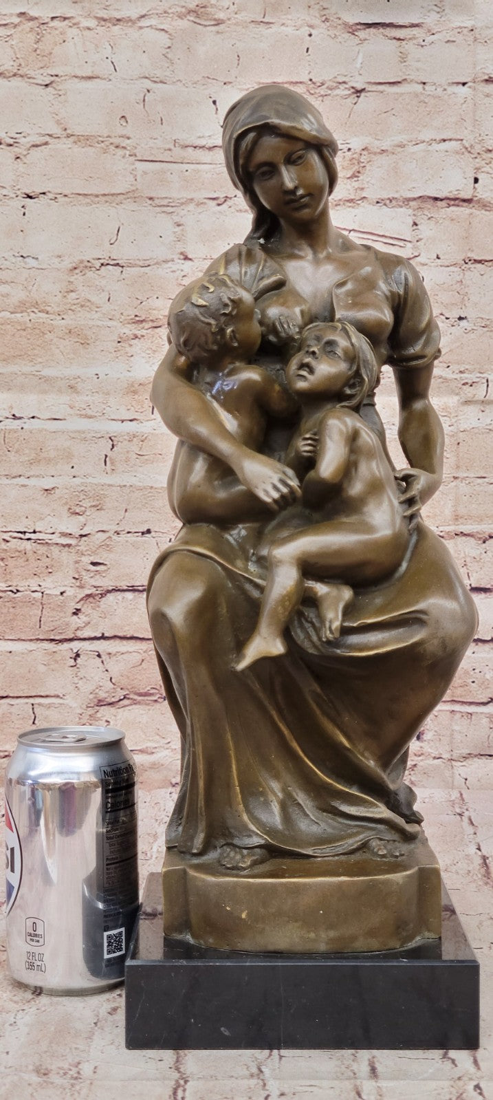 Mother with Baby Child Bronze Mid-Century Figurine Sculpture Signed Artwork