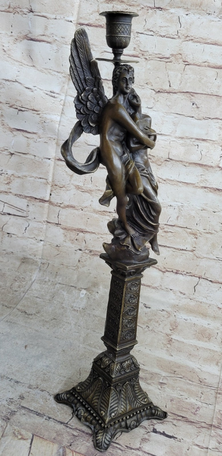 Eros and Psyche Bronze Marble Sculpture By Moreau Mythical Marble Figurine Nude