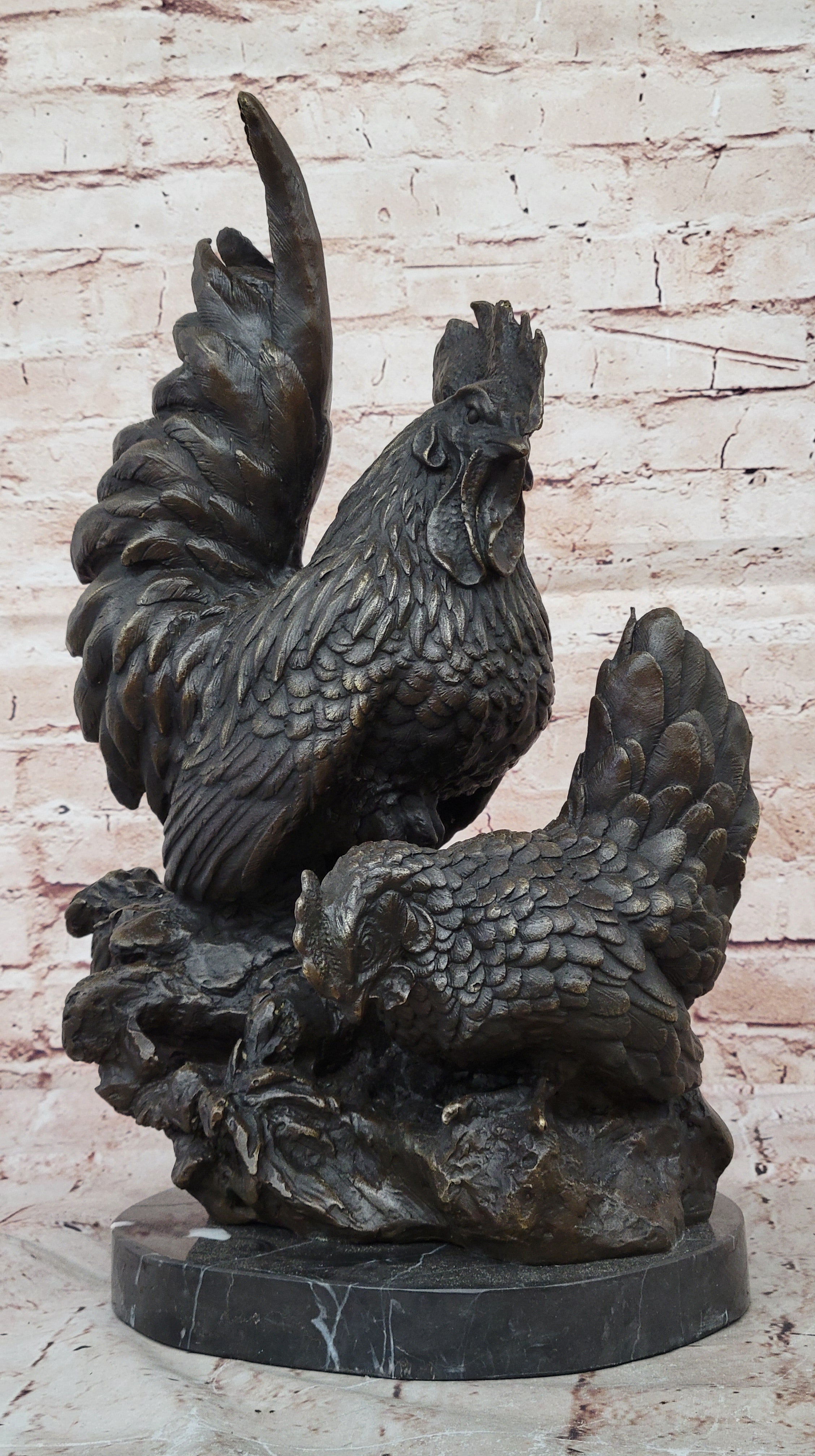 Bronze Sculpture Hot Cast Handcrafted Rooster Museums Quality Classic Work