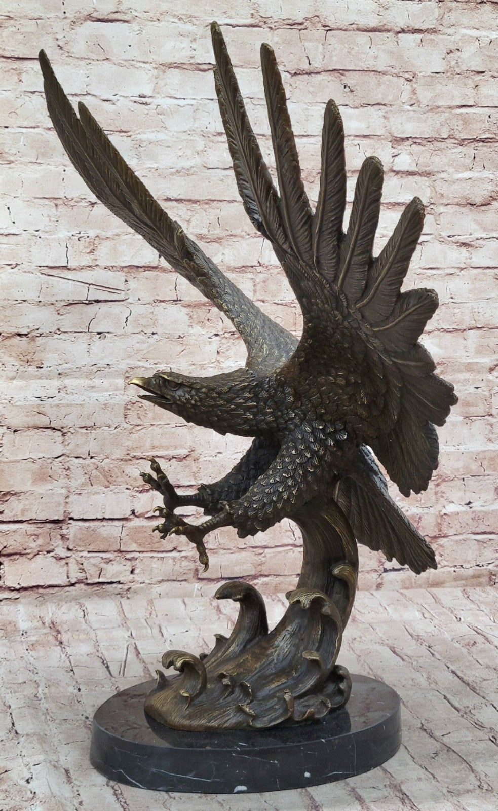 HAWK AMERICAN EAGLE Handcrafted Original Art Bronze Sculpture Statue Figurine NR