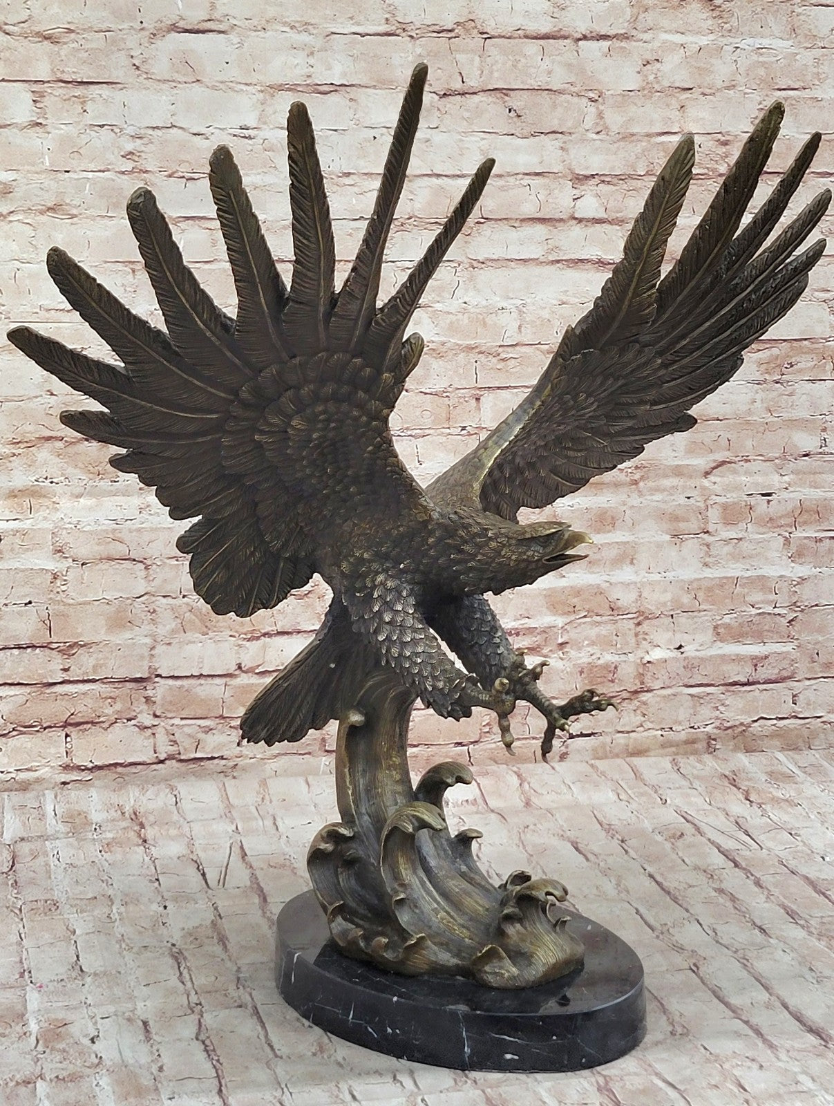 HAWK AMERICAN EAGLE Handcrafted Original Art Bronze Sculpture Statue Figurine NR