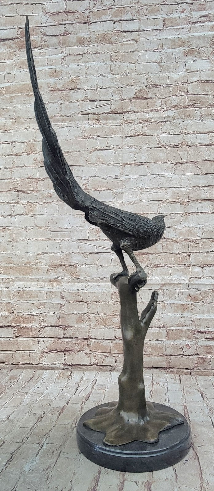 Huge Austrian Bronze Pheasant Cold-Painted Vienna Bird Sculpture Signed Artwork