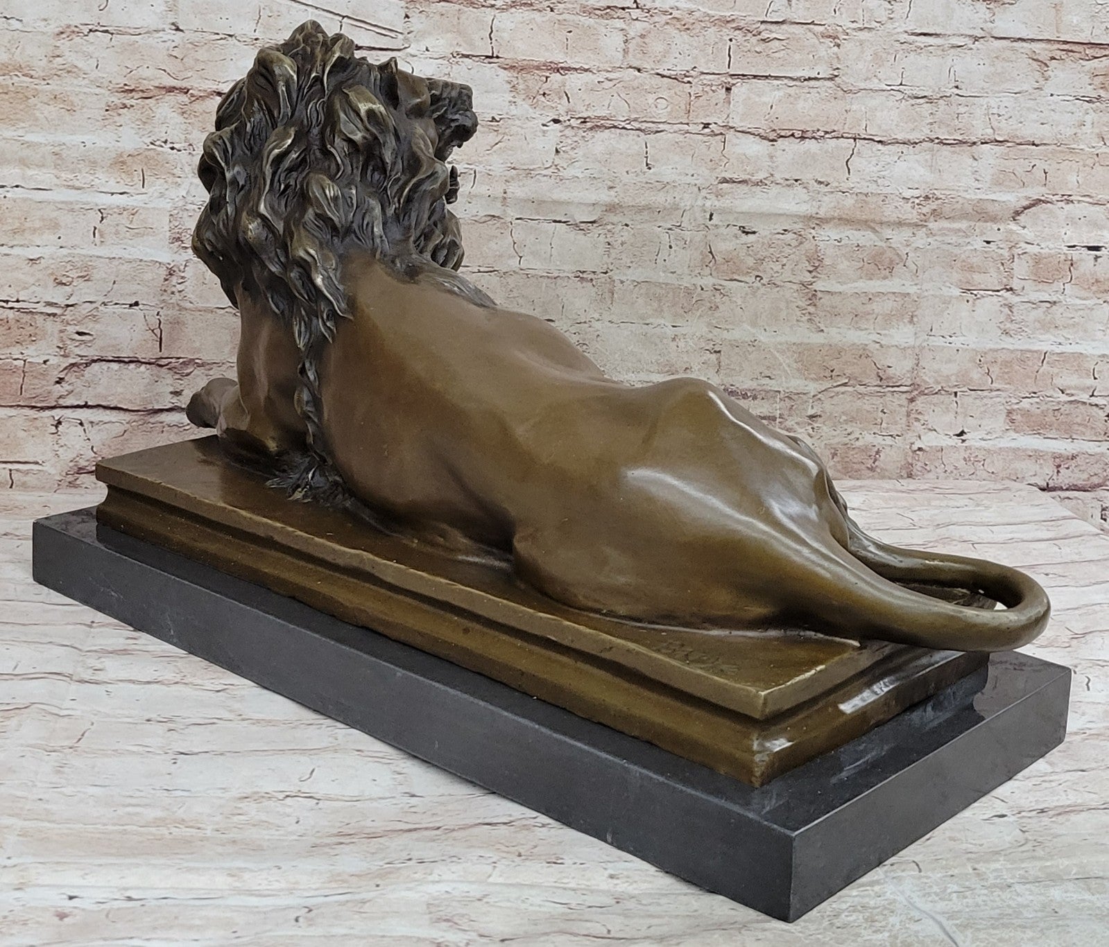 Massive 80 LBS Lion Bronze Statue - Handmade Mantle Fireplace Wildlife Decor